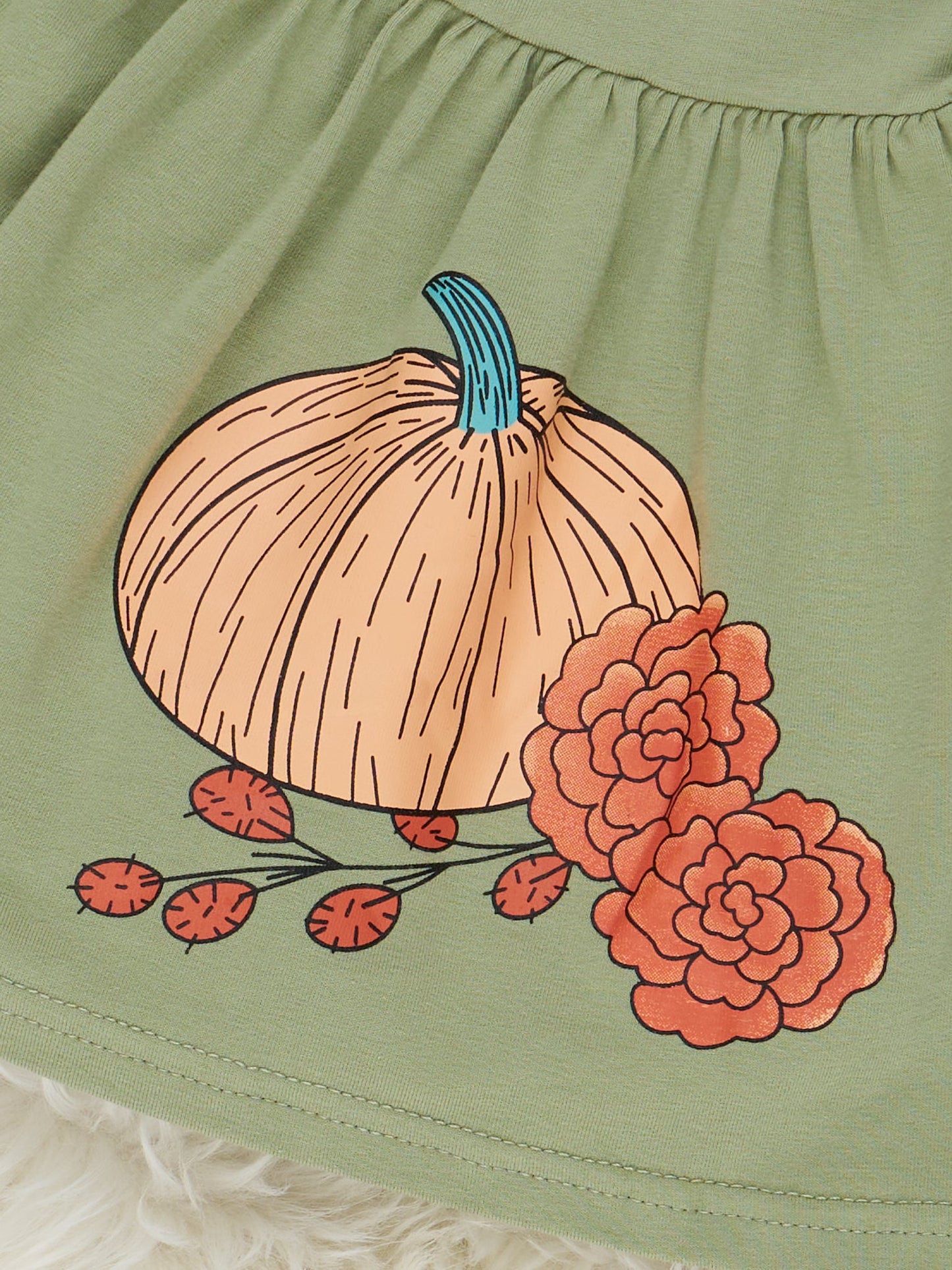 Green & Orange Autumn Pumpkin Ruffle Outfit