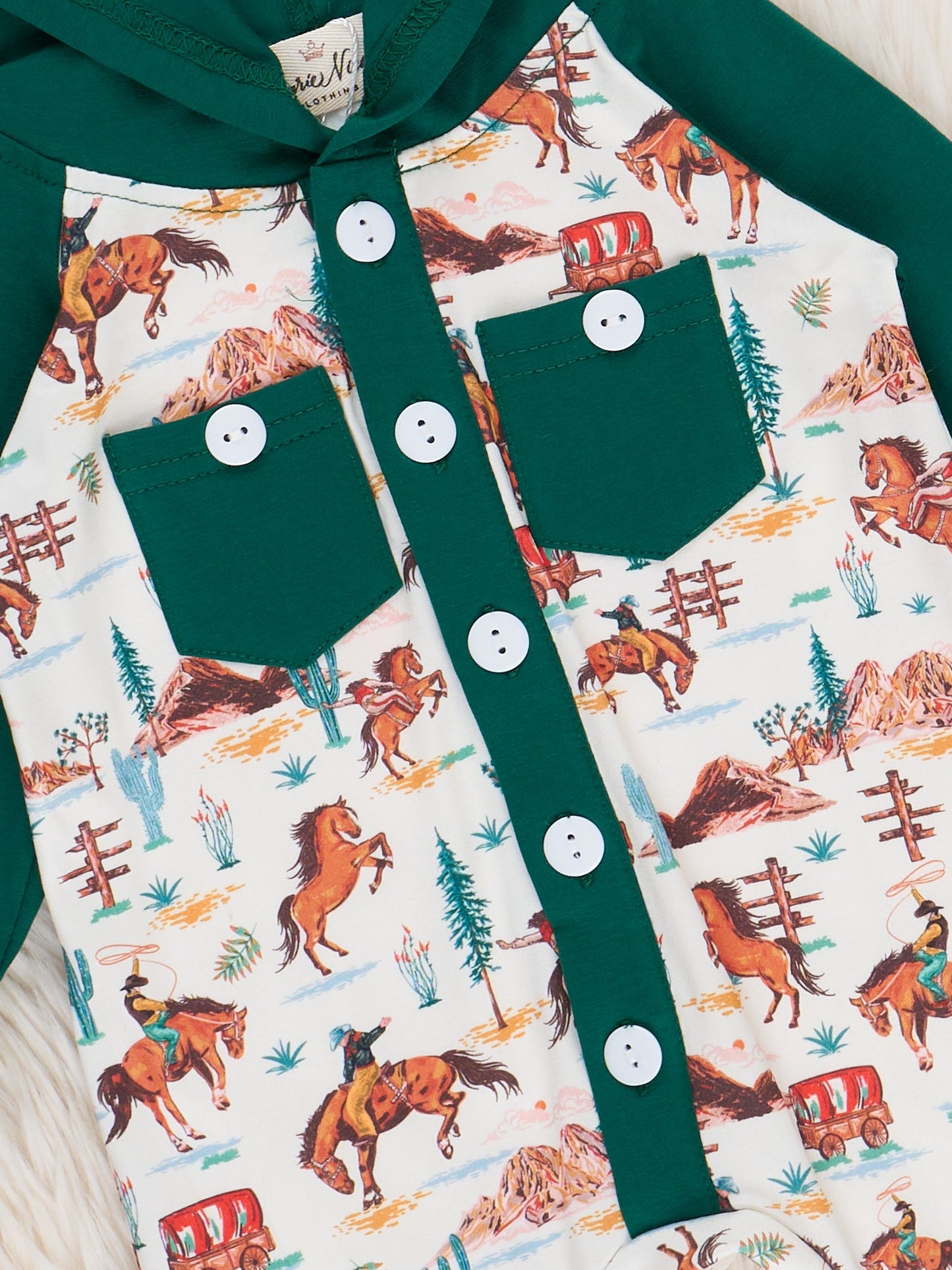 Vintage Wild West Hooded Romper