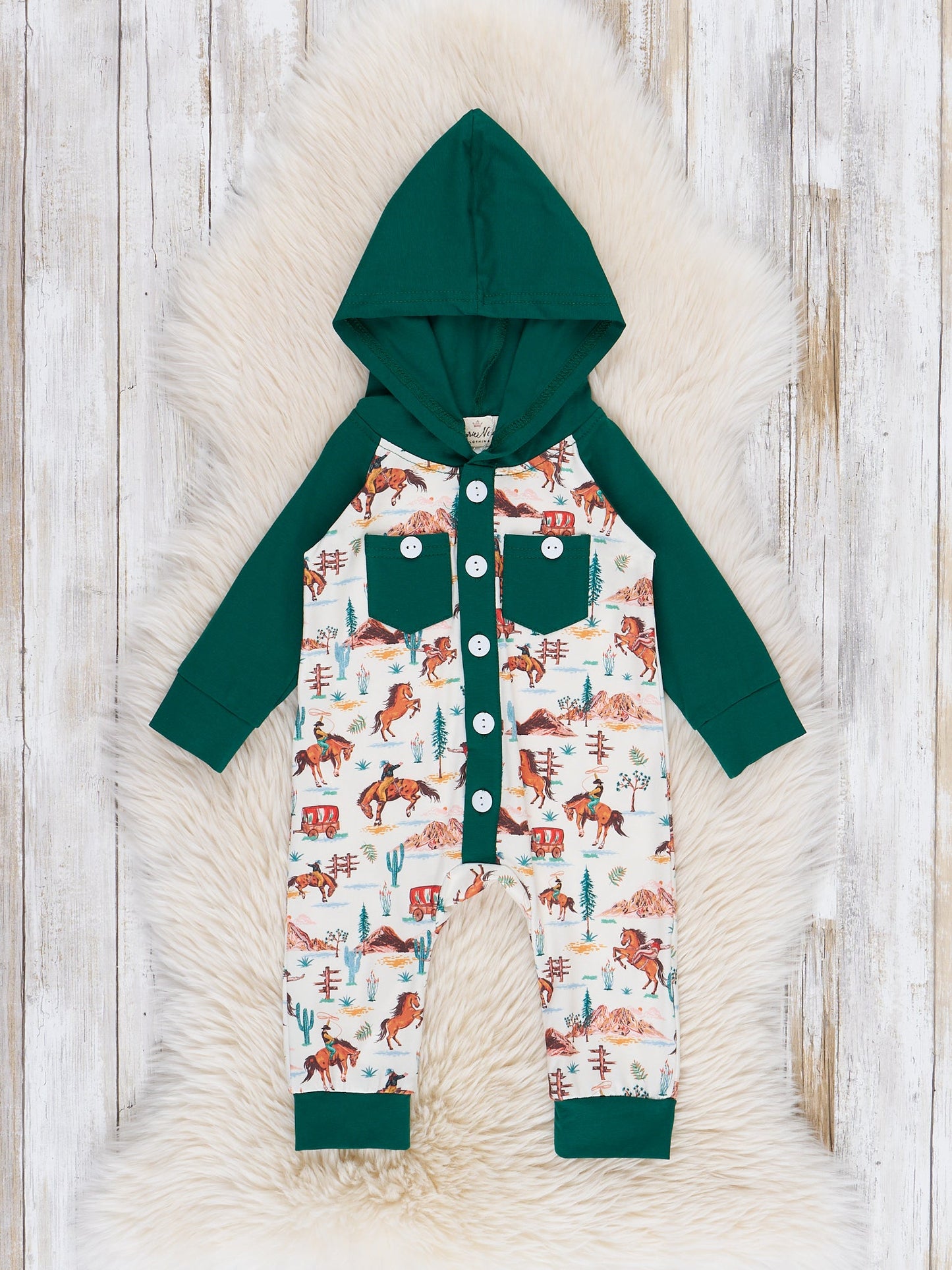 Vintage Wild West Hooded Romper