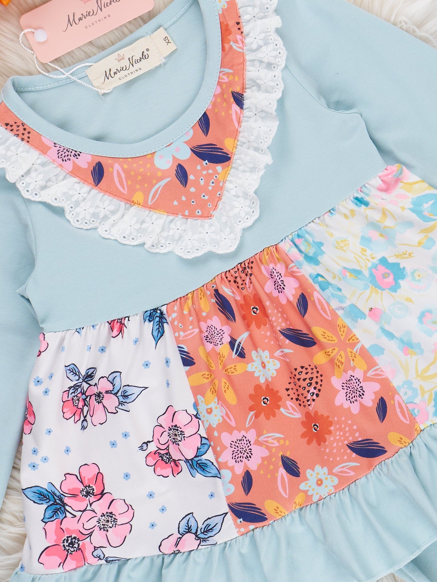 Teal & Orange Garden Ruffle Outfit