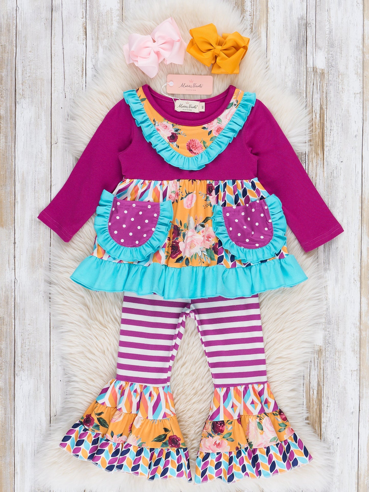 Pocket Flara Bells Outfit - Mulberry