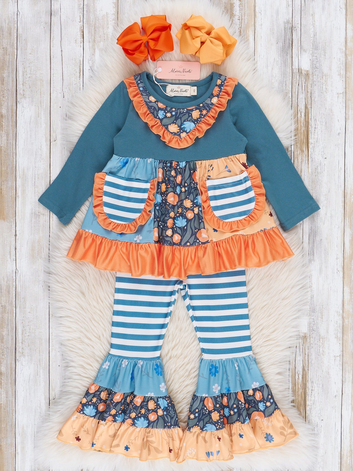 Pocket Flara Bells Outfit - Blue Grey