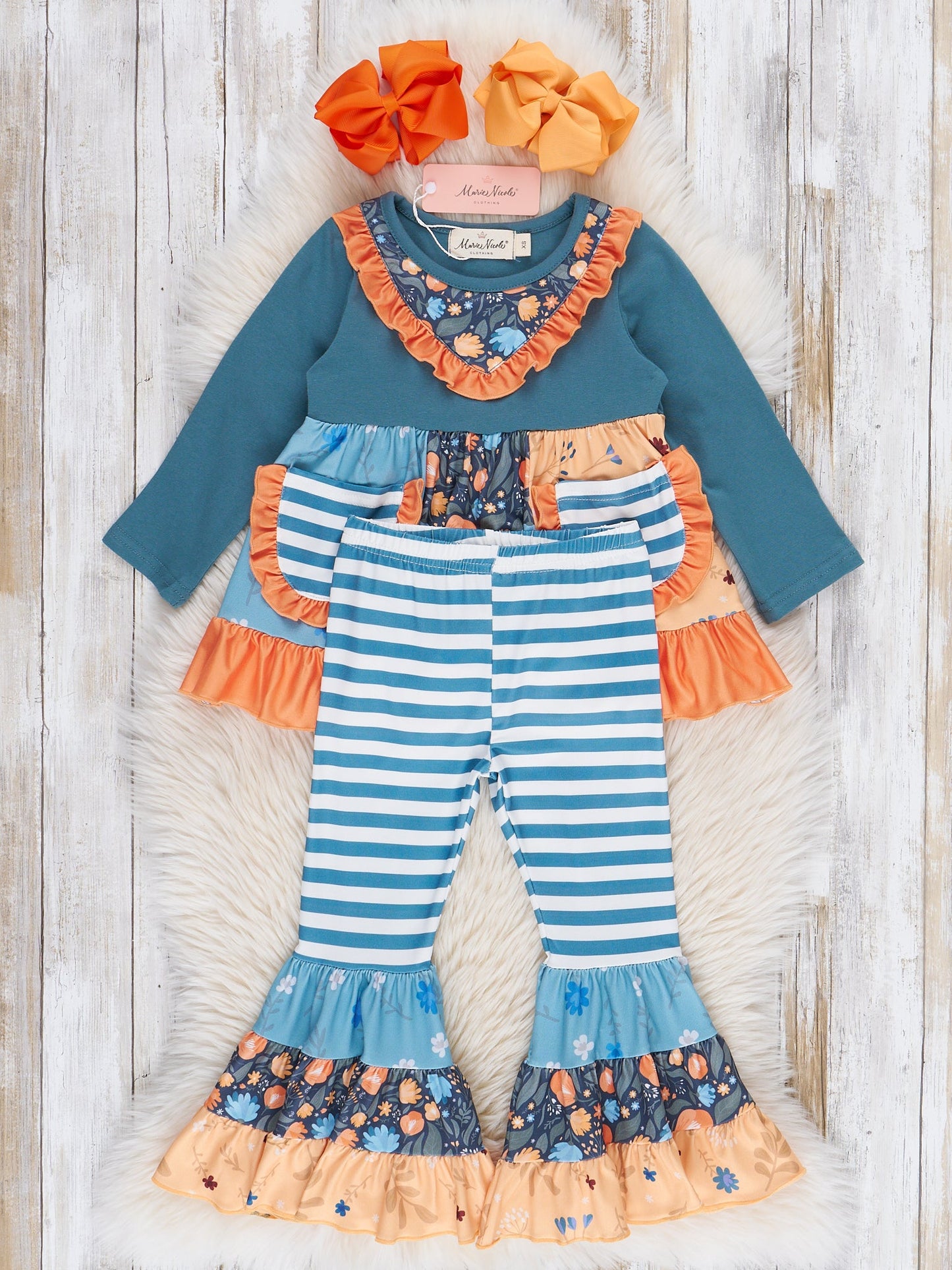 Pocket Flara Bells Outfit - Blue Grey