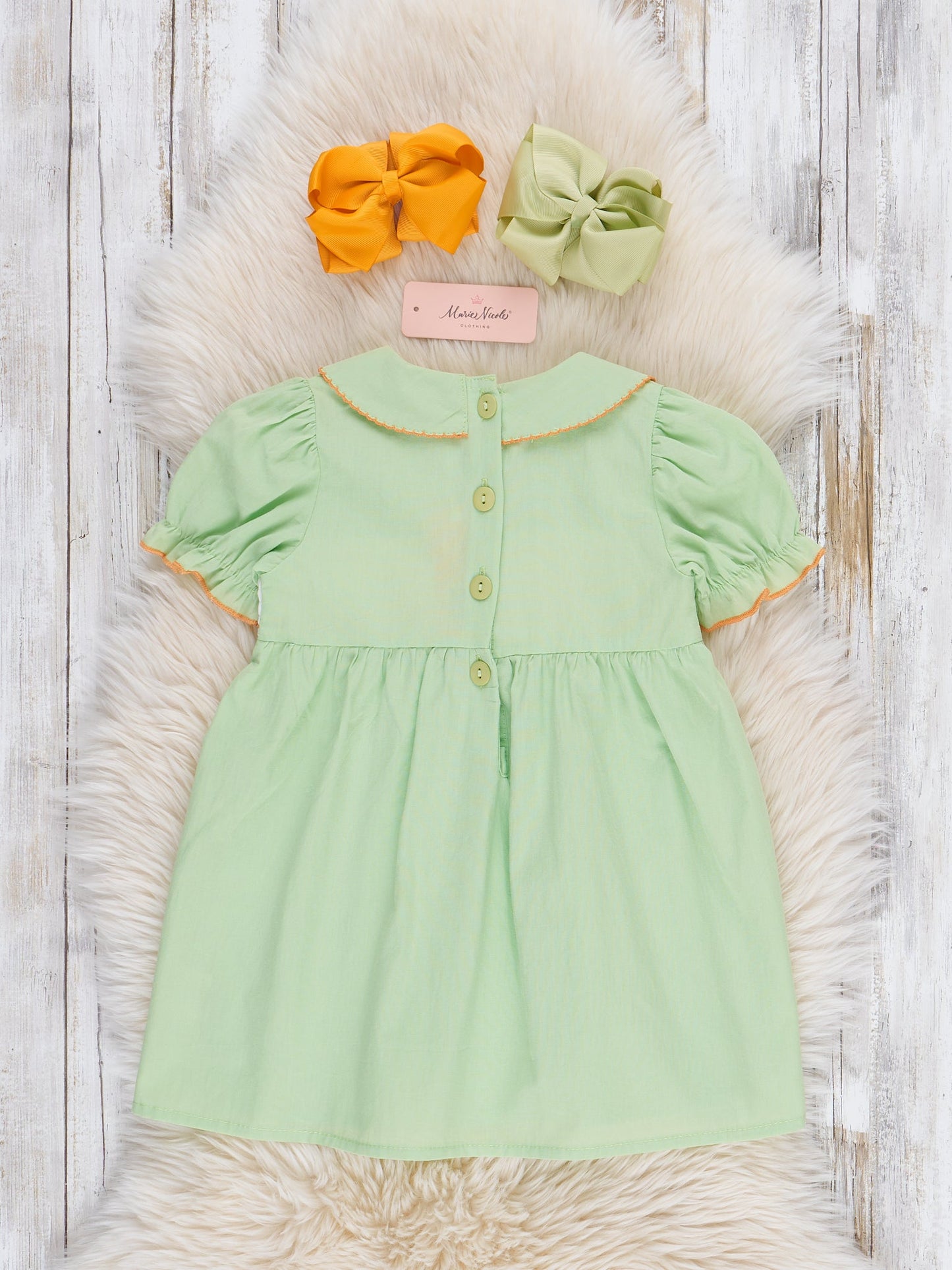 Smocked Embroidered Sweet Pea Pumpkin Dress