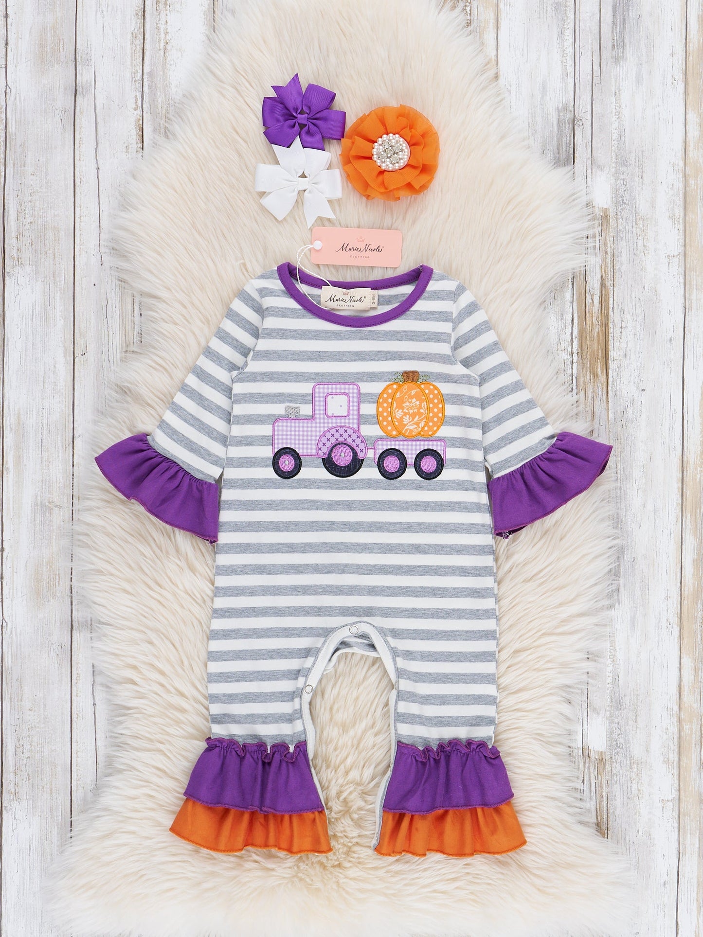 Pumpkin Haulin’ Cutie Ruffle Romper