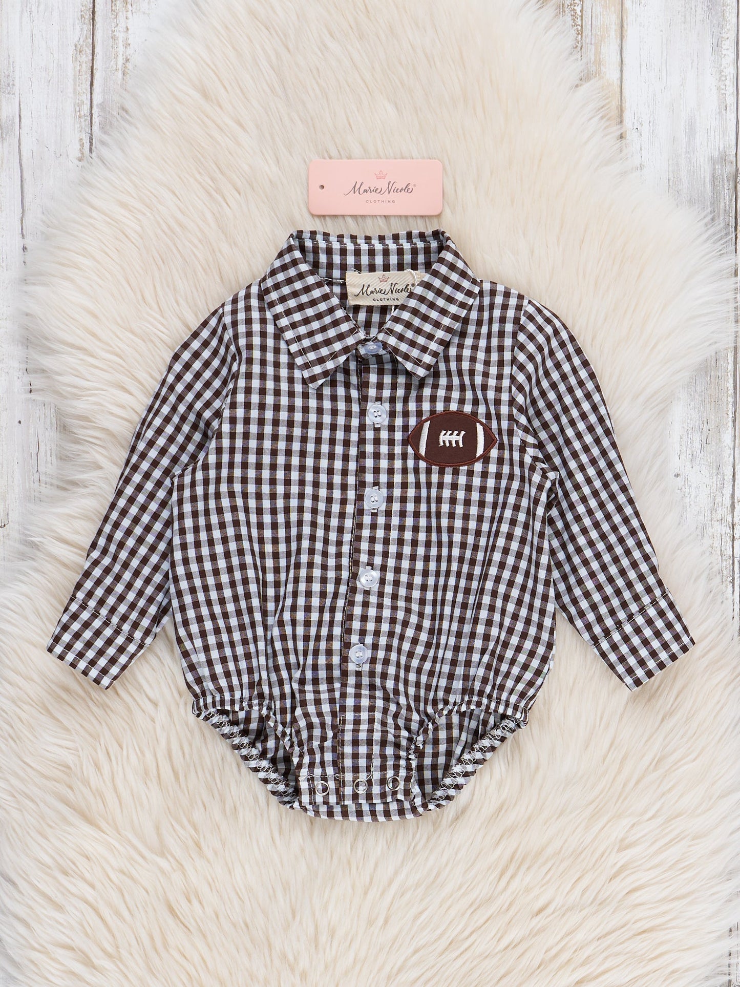 Gingham & Goals Embroidered Football Bubble