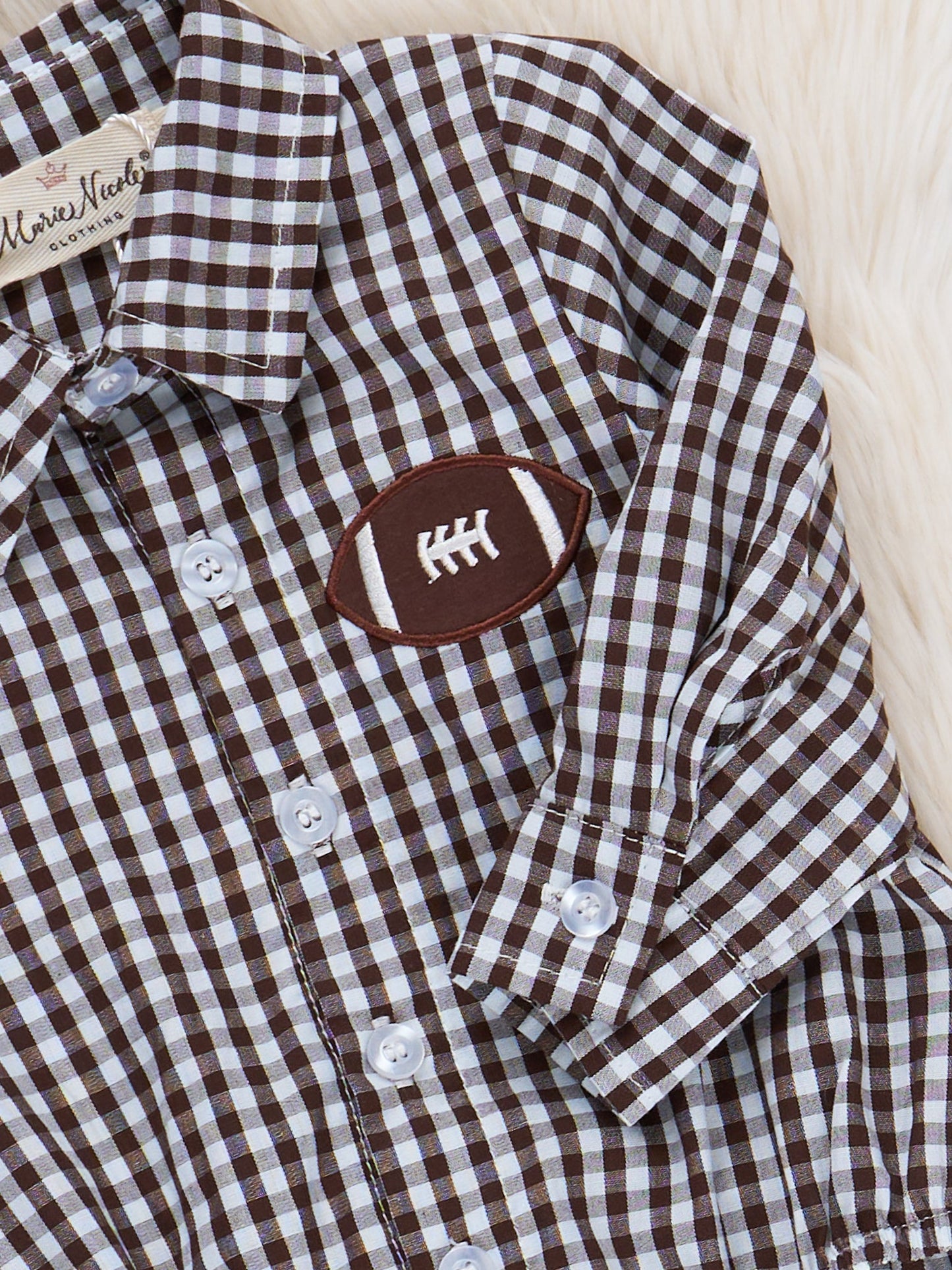Gingham & Goals Embroidered Football Bubble