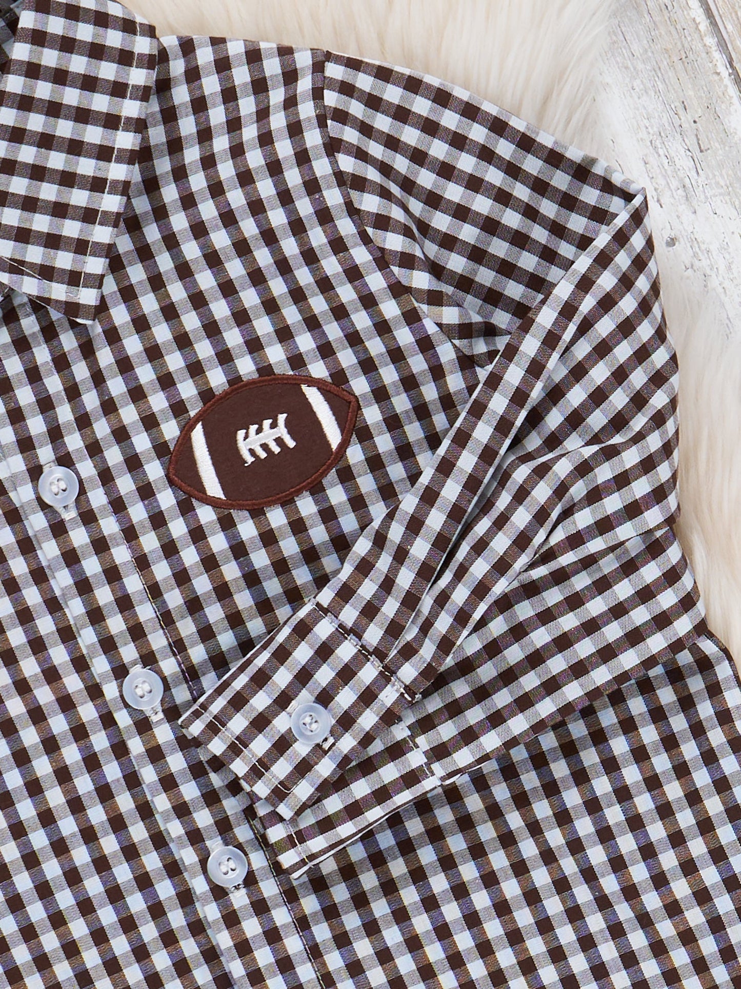 Gingham & Goals Embroidered Football Shirt
