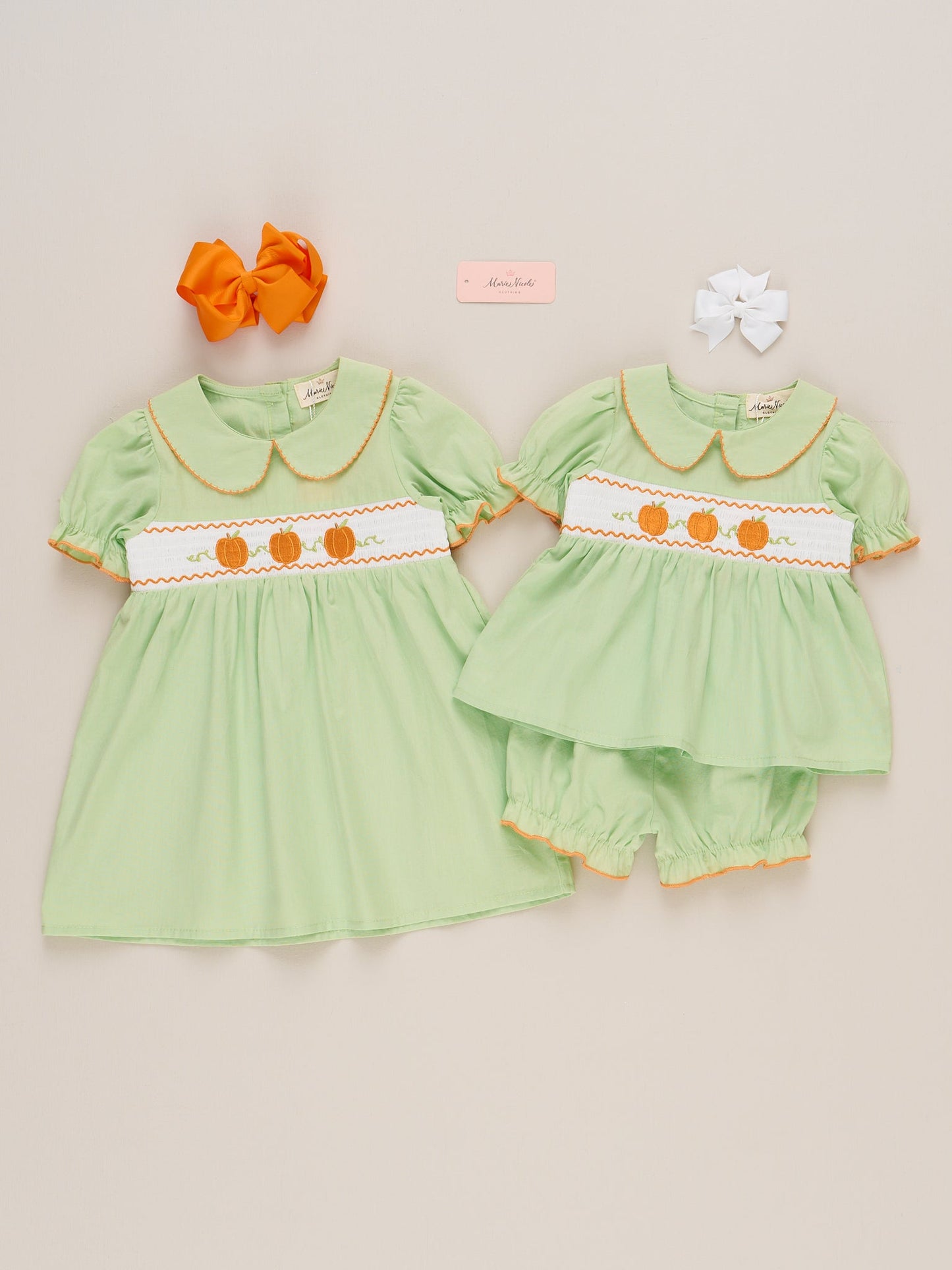 Smocked Embroidered Sweet Pea Pumpkin Dress