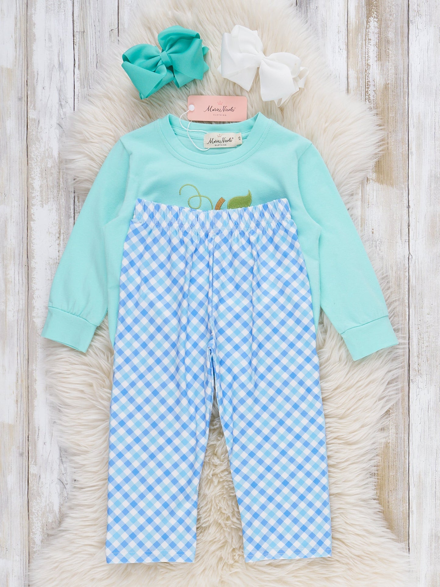 Embroidered Gingham Grove Pumpkin Outfit