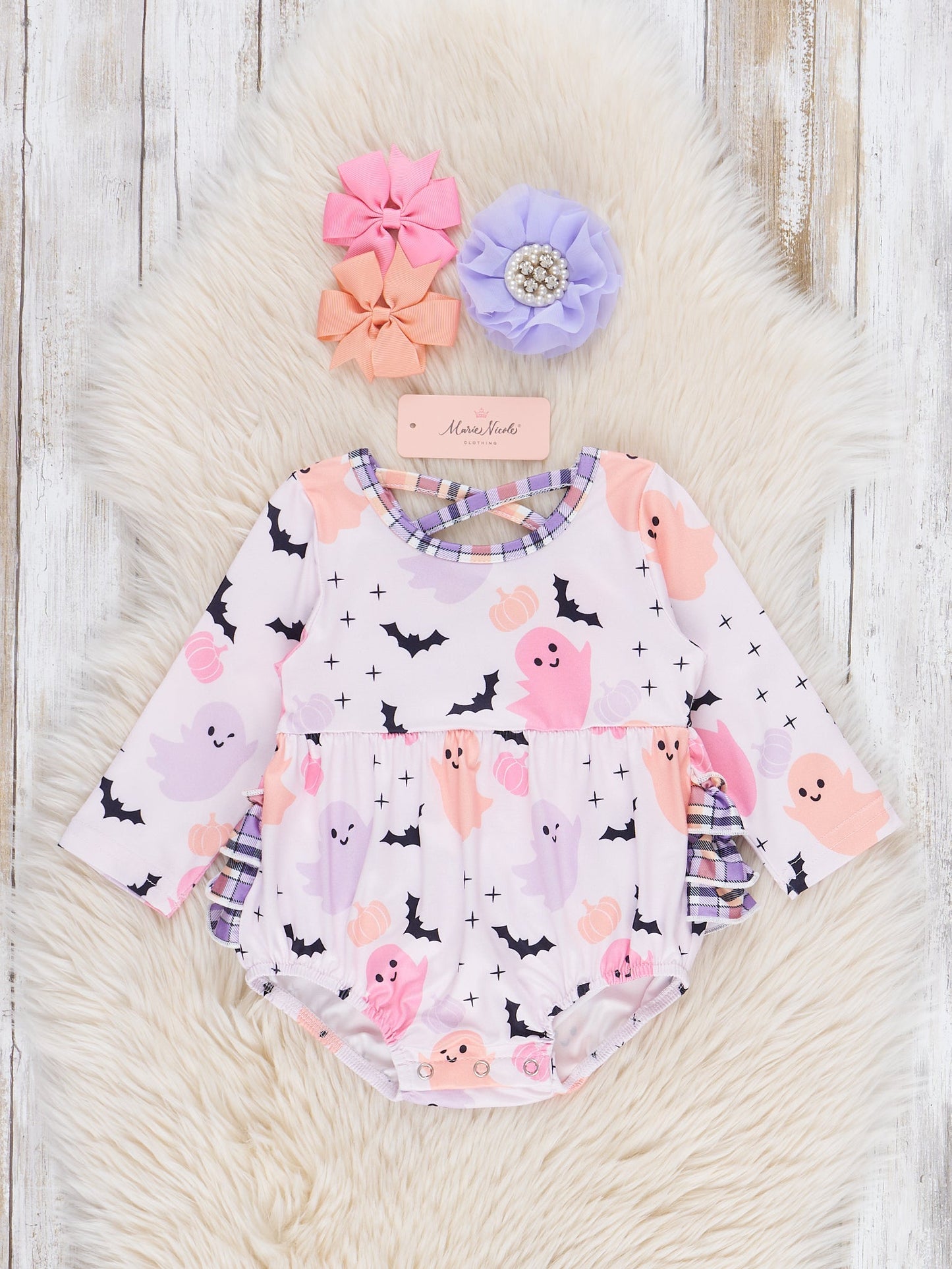 Pink & Purple Ghosts & Bats Ruffle Bubble