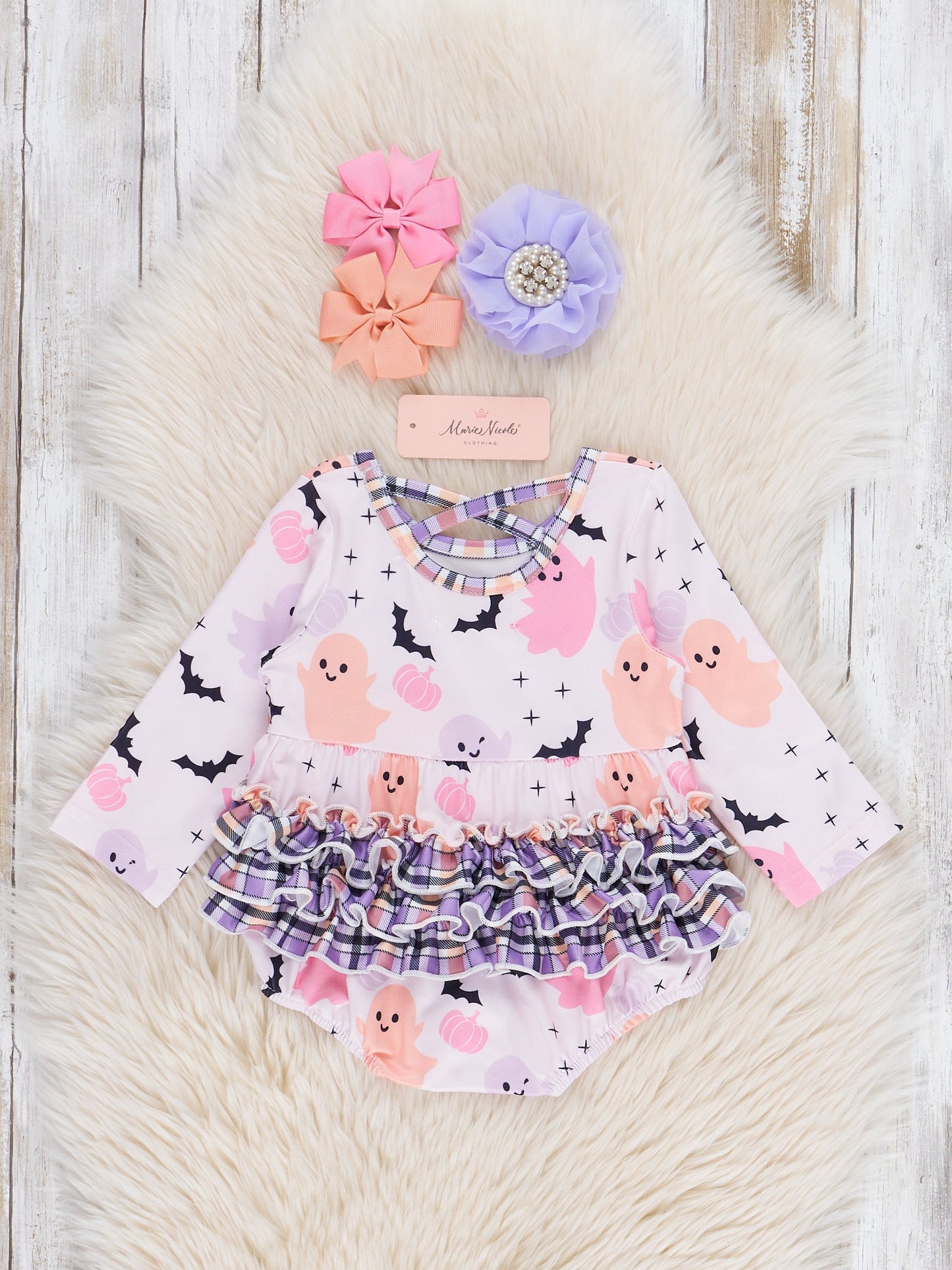 Pink & Purple Ghosts & Bats Ruffle Bubble