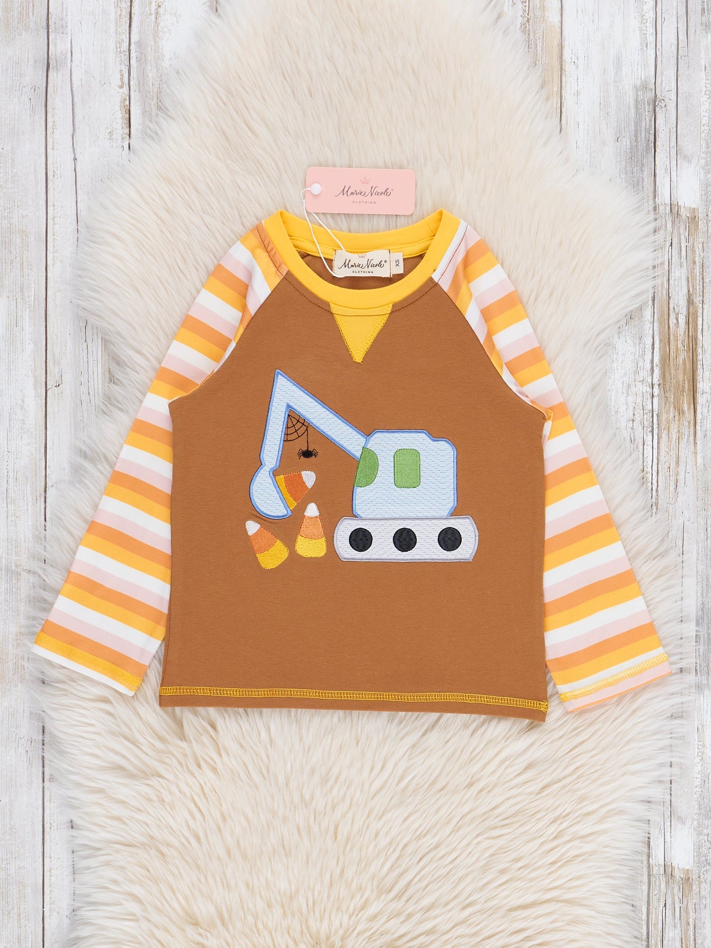 Candy Corn Excavator Raglan Sleeve Shirt