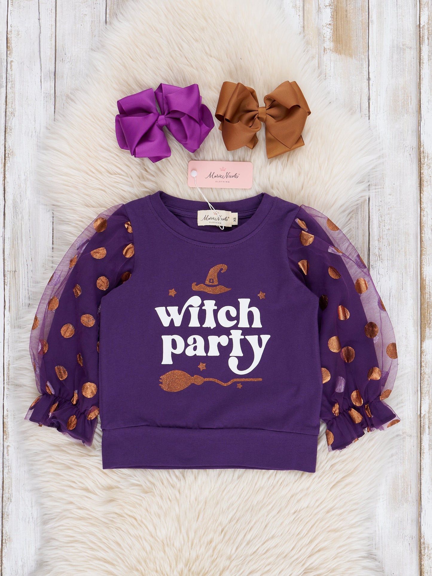 Violet "Witch Party" Polka Dot Top