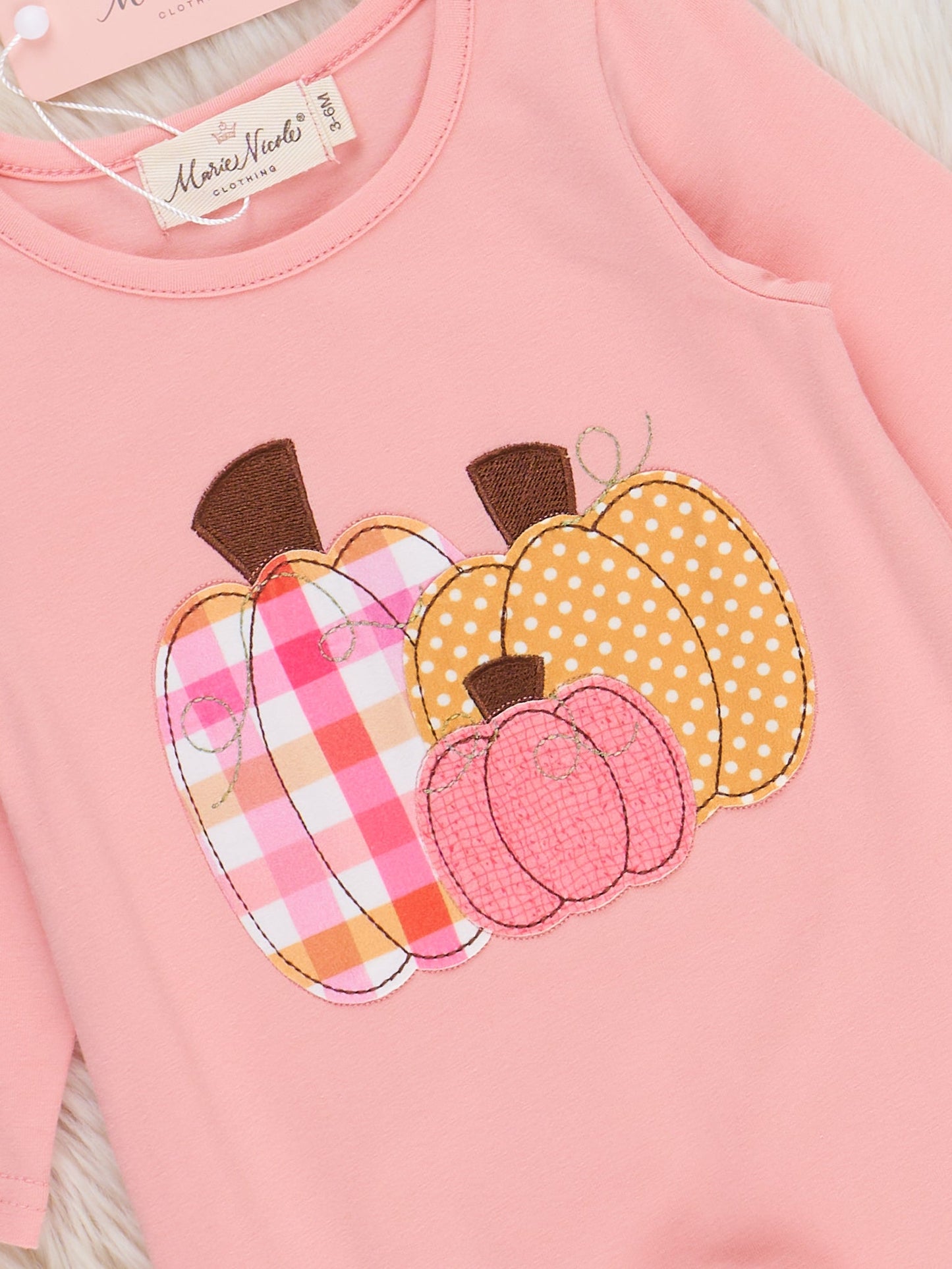 Salmon Pumpkin Plaid Ruffle Romper