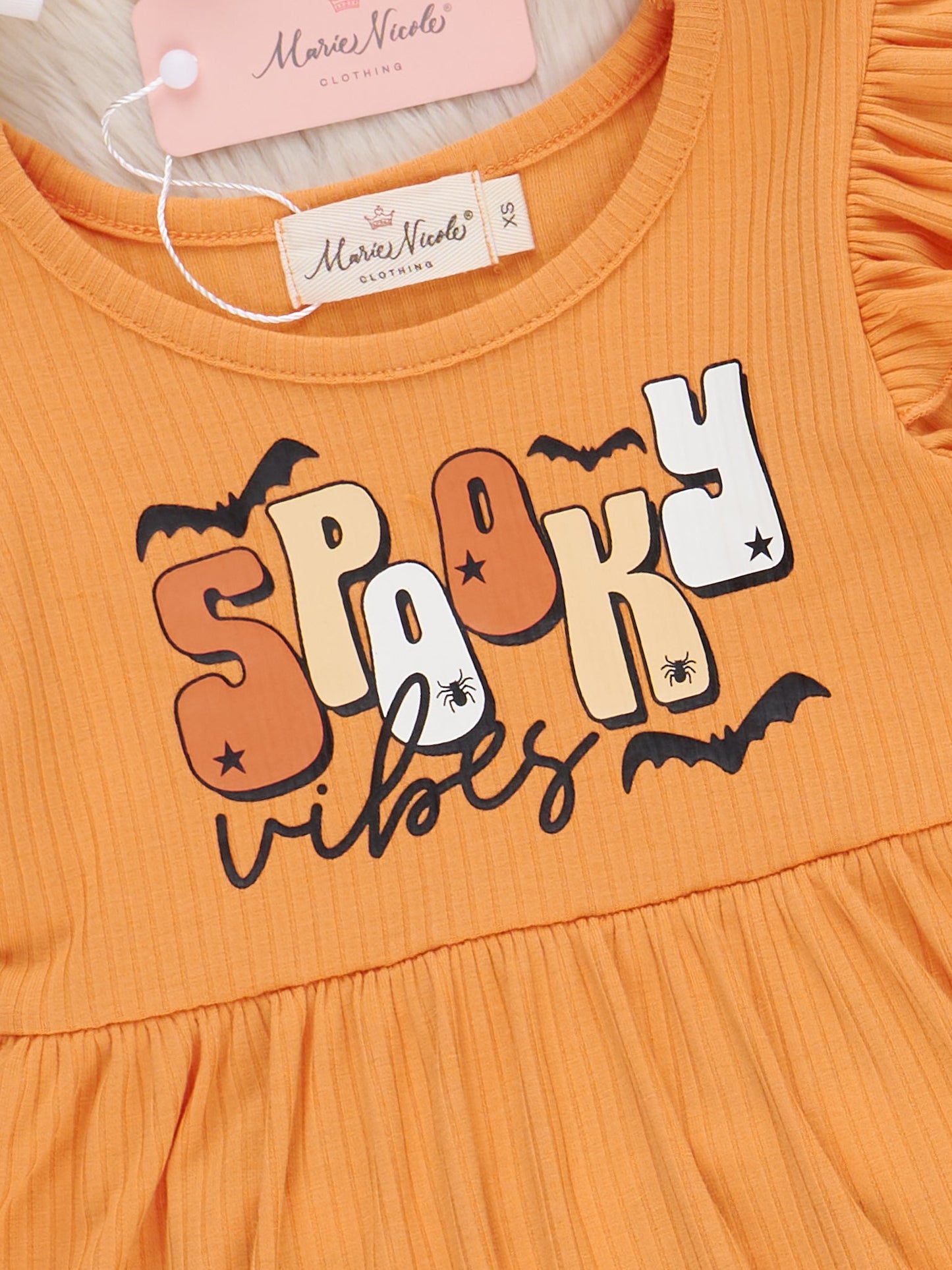 Orange "Spooky Vibes" Ruffle Outfit