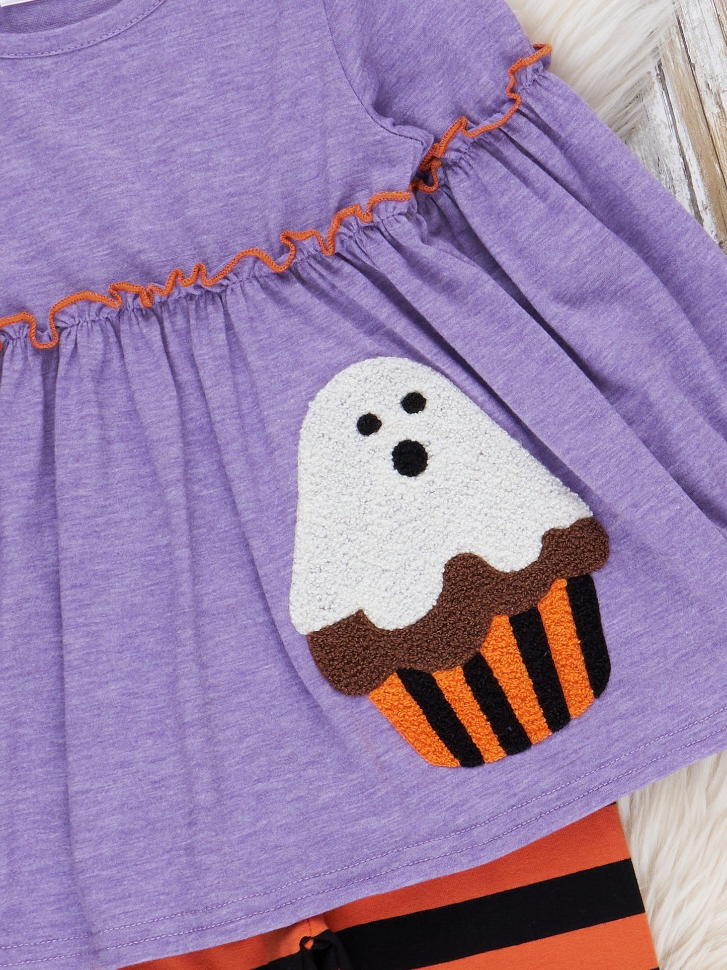 Purple & Orange Striped Ghost Treat Outfit