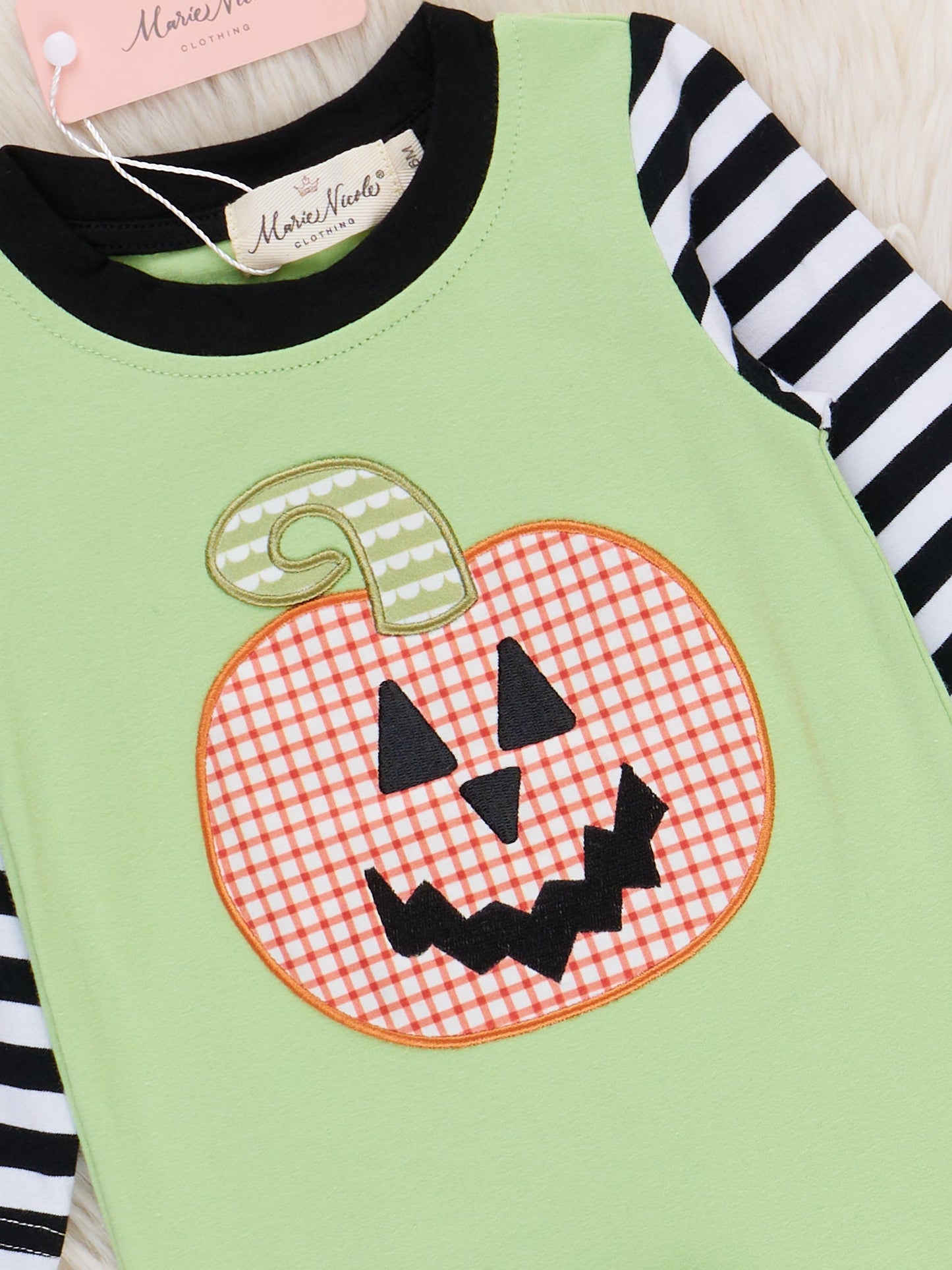 Lime Embroidered Pumpkin Romper