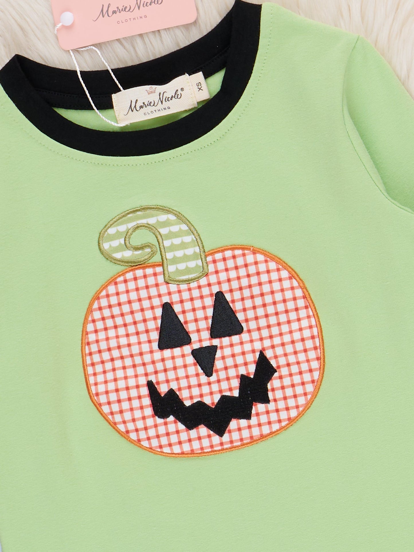 Lime Embroidered Pumpkin Shirt