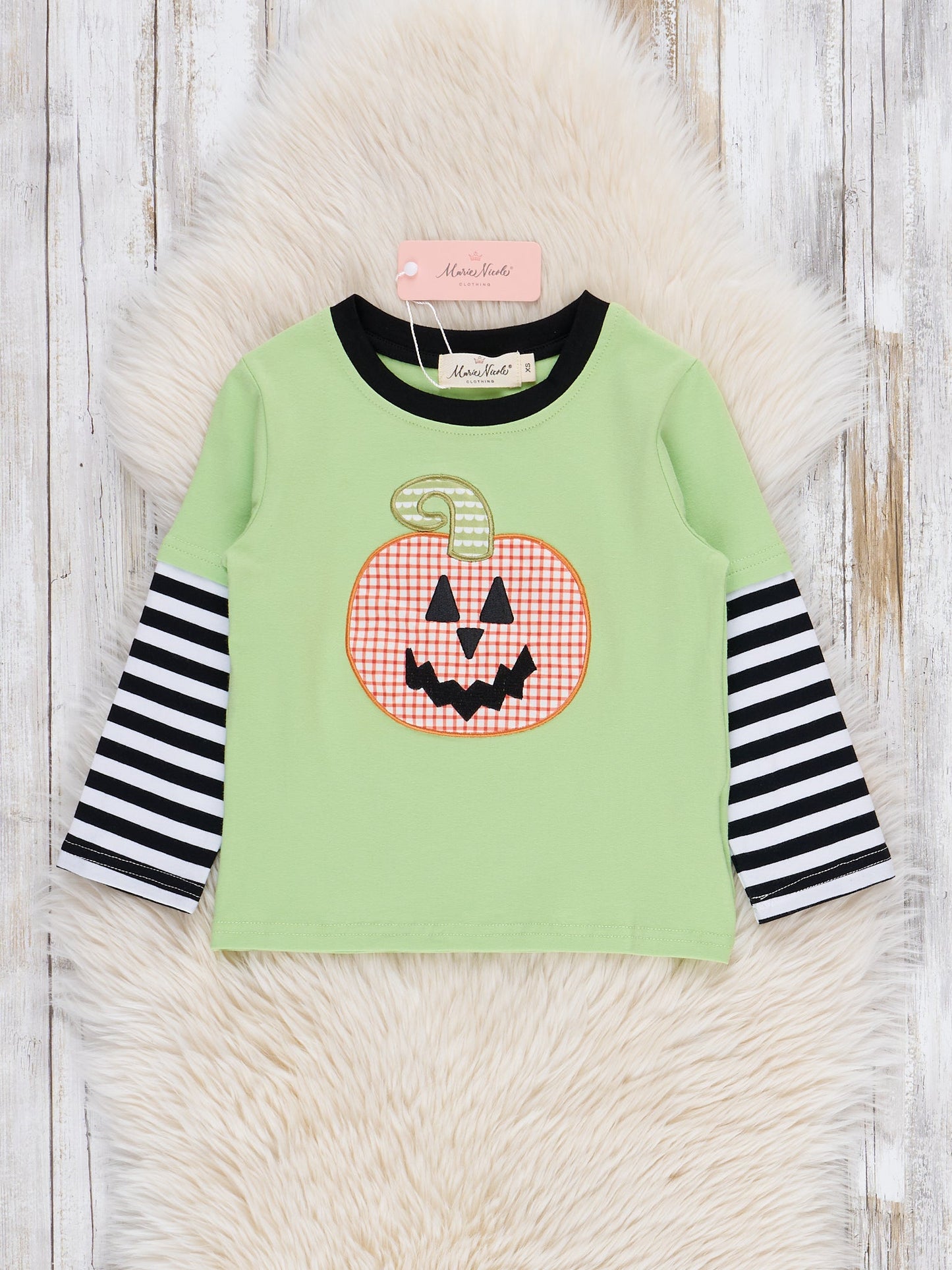 Lime Embroidered Pumpkin Shirt
