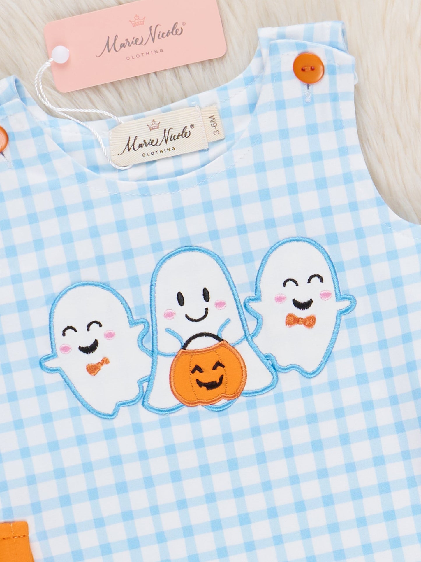 Blue Plaid Embroidered Ghost Pals Johnny