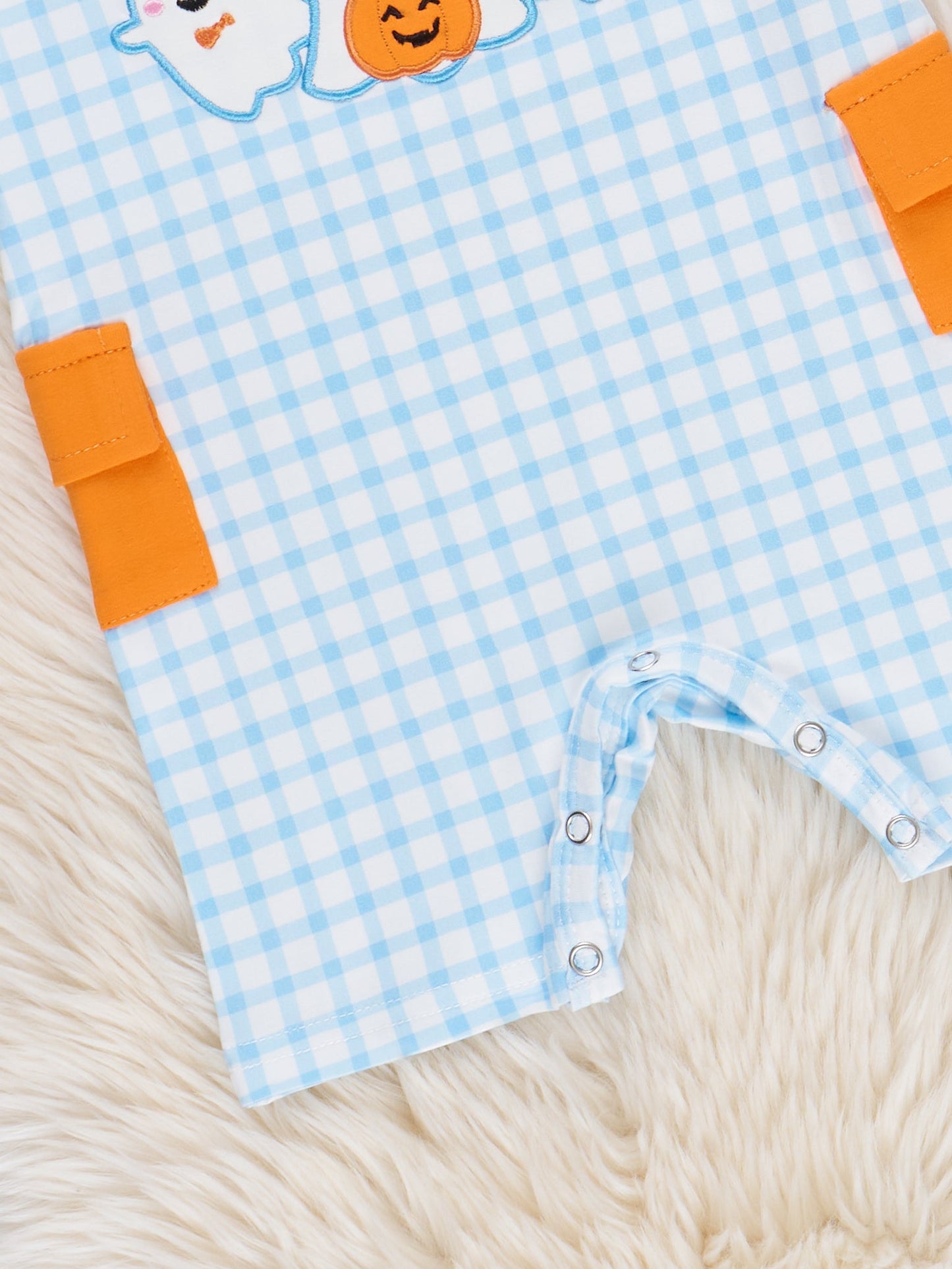 Blue Plaid Embroidered Ghost Pals Johnny