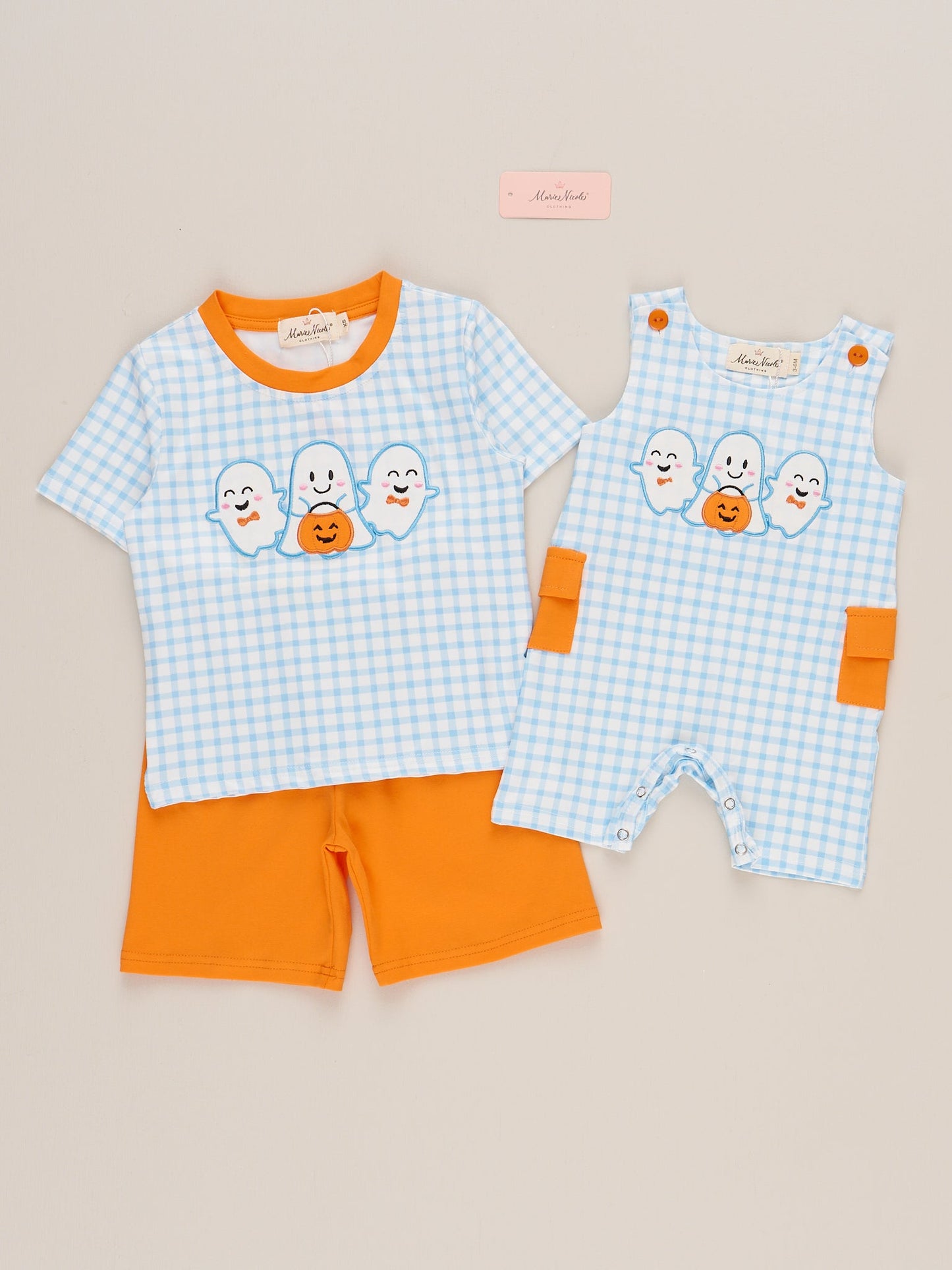 Blue Plaid Embroidered Ghost Pals Johnny