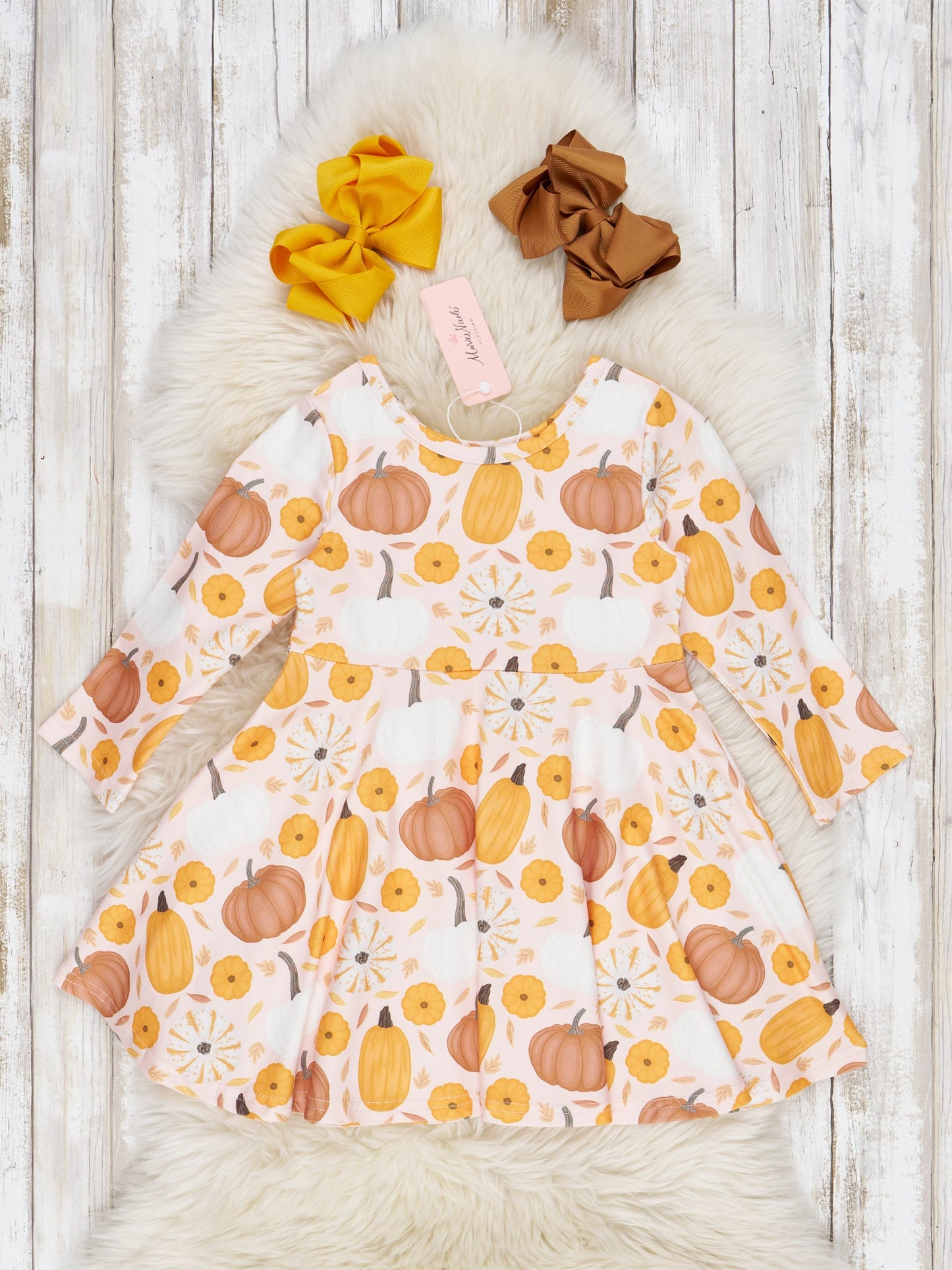 Long Sleeve Harvest Pumpkin Swing Dress