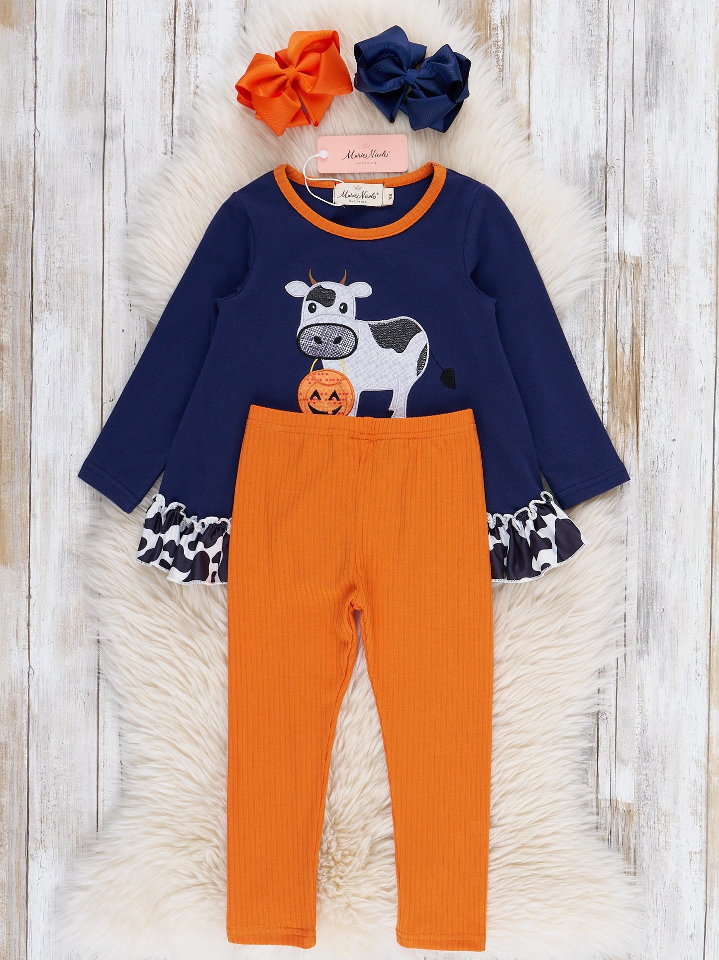 Moo for Treats Embroidered Ruffle Outfit