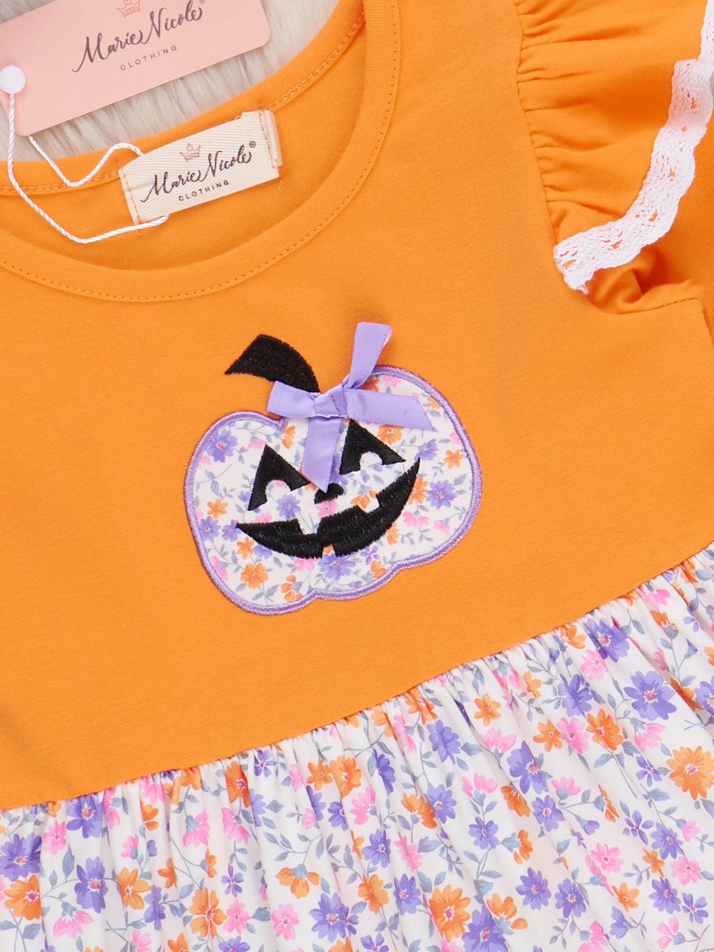 Pumpkin Petal Patch Ruffle Dress