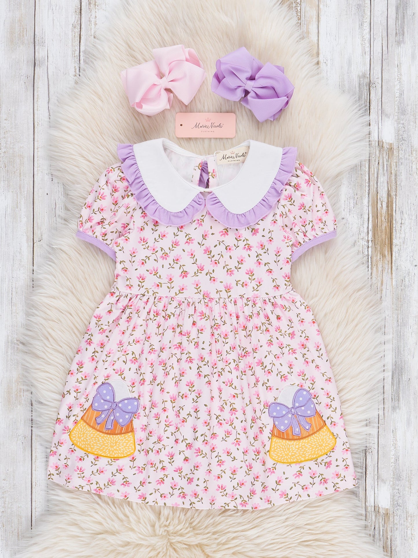 Candy Blossoms Embroidered Ruffle Dress