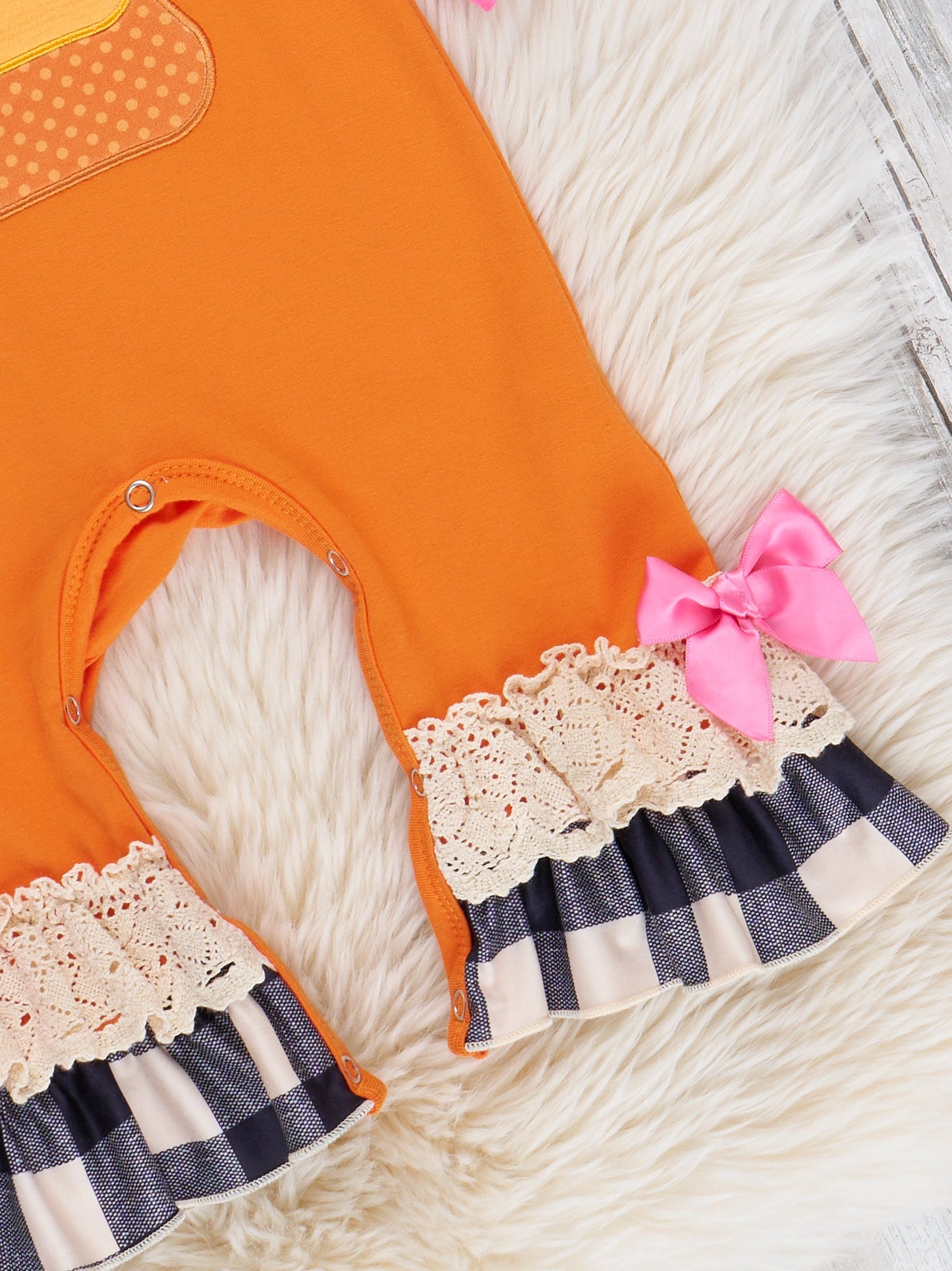 Sweet as Candy Corn Embroidered Ruffle Romper