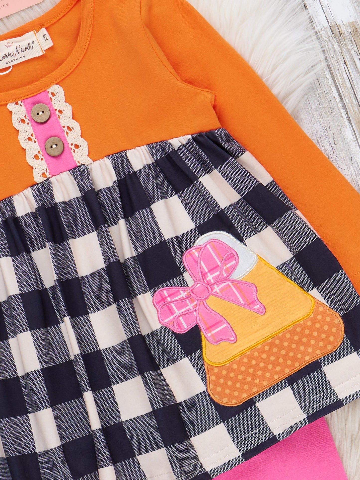 Sweet as Candy Corn Embroidered Ruffle Outfit