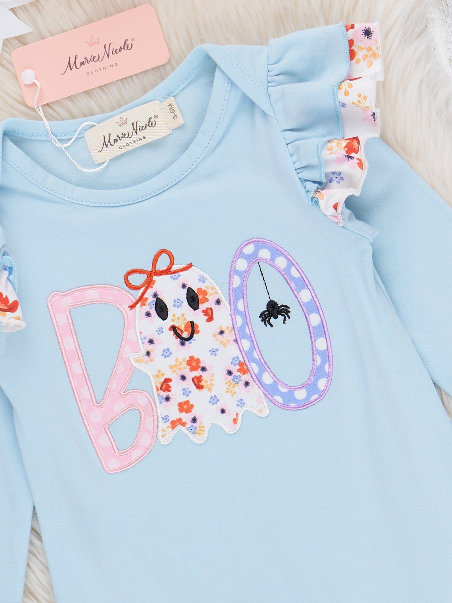 Lil’ Miss Boo Embroidered Ruffle Romper