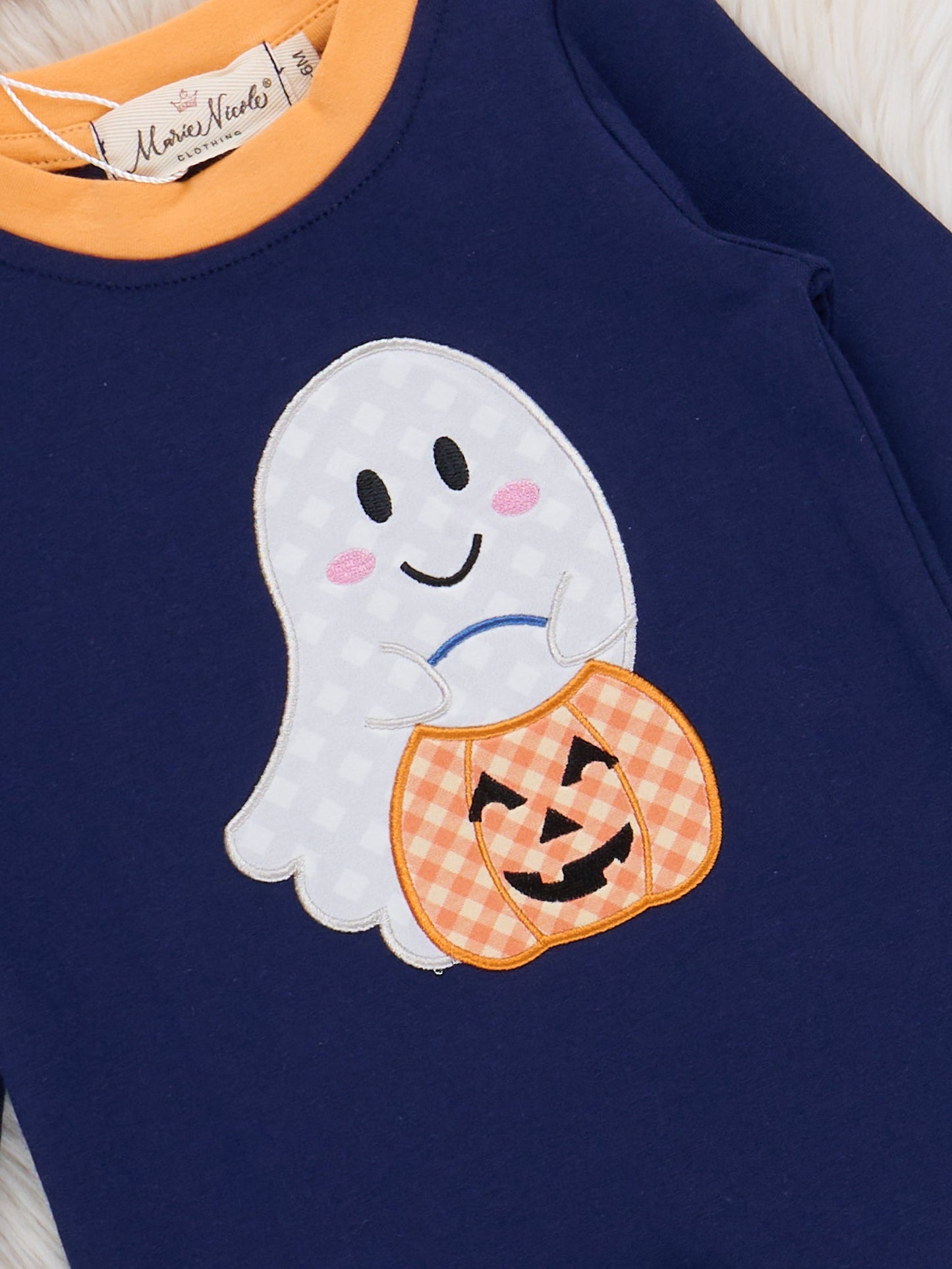 Lil’ Trickster Ghost Embroidered Romper