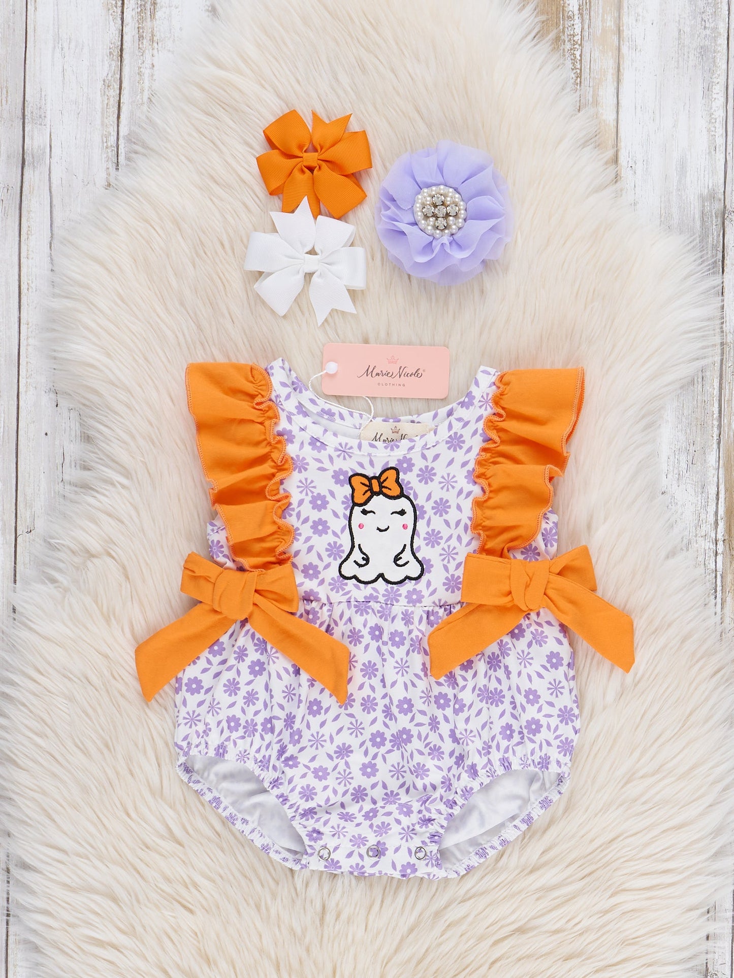 Boo Baby in Bows Embroidered Bubble