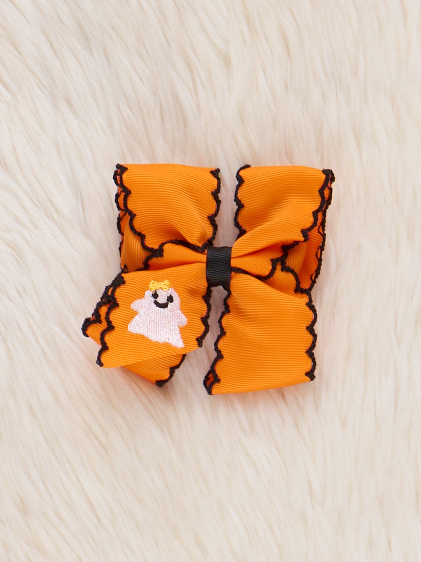 Peek-a-Boo Embroidered Bow- Orange