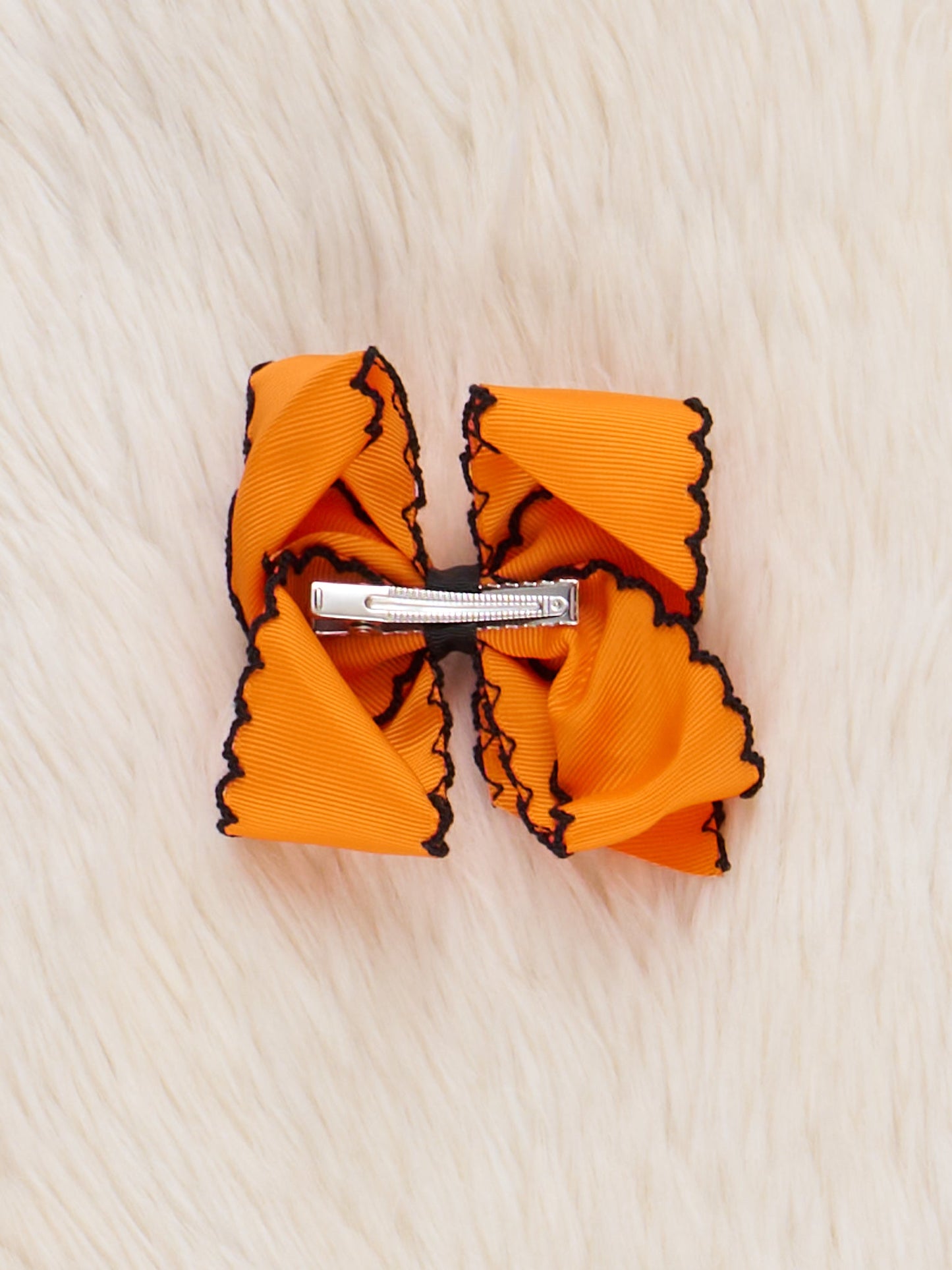 Peek-a-Boo Embroidered Bow- Orange