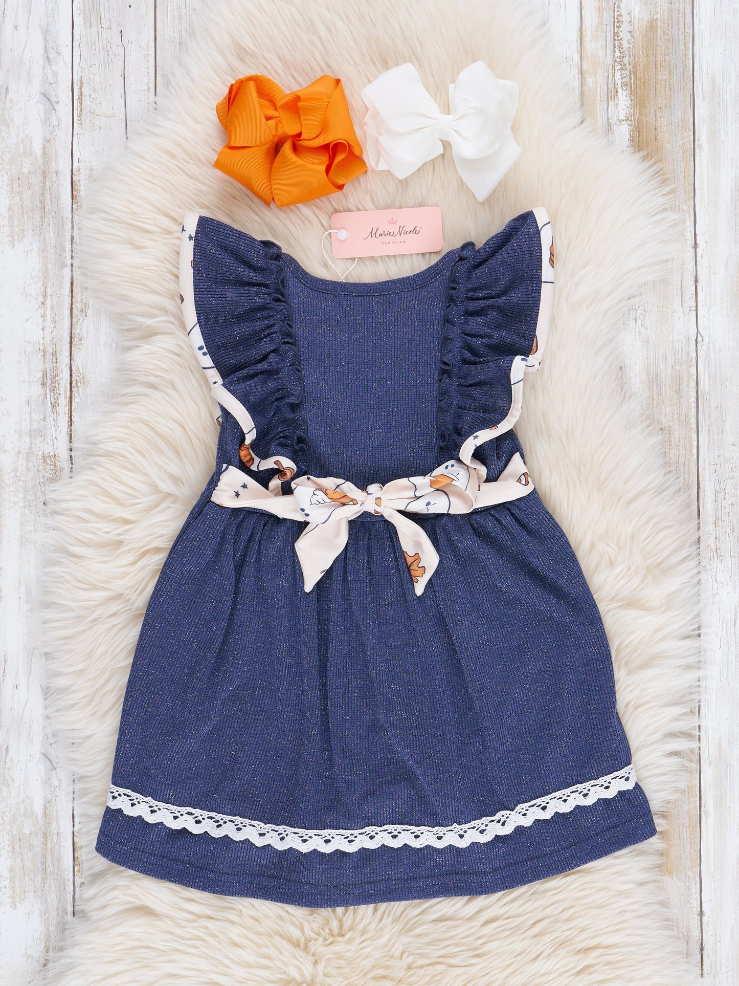 Pumpkin Spice Ghost Ruffle Dress