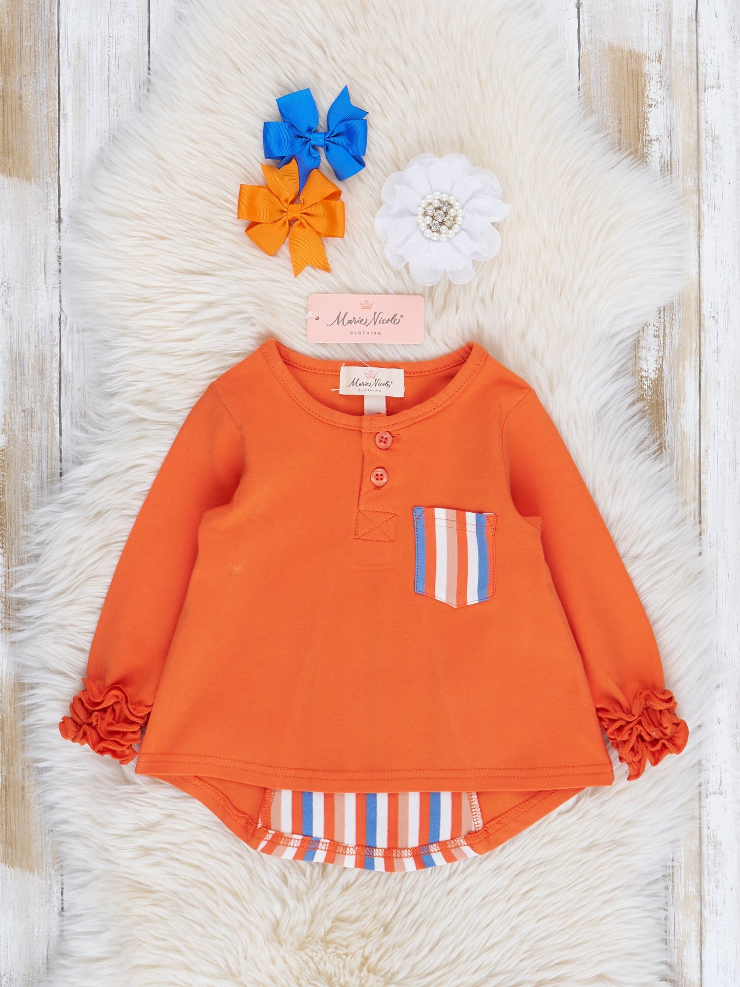 Striped Peek-a-Boo Swing Shirt in Orange