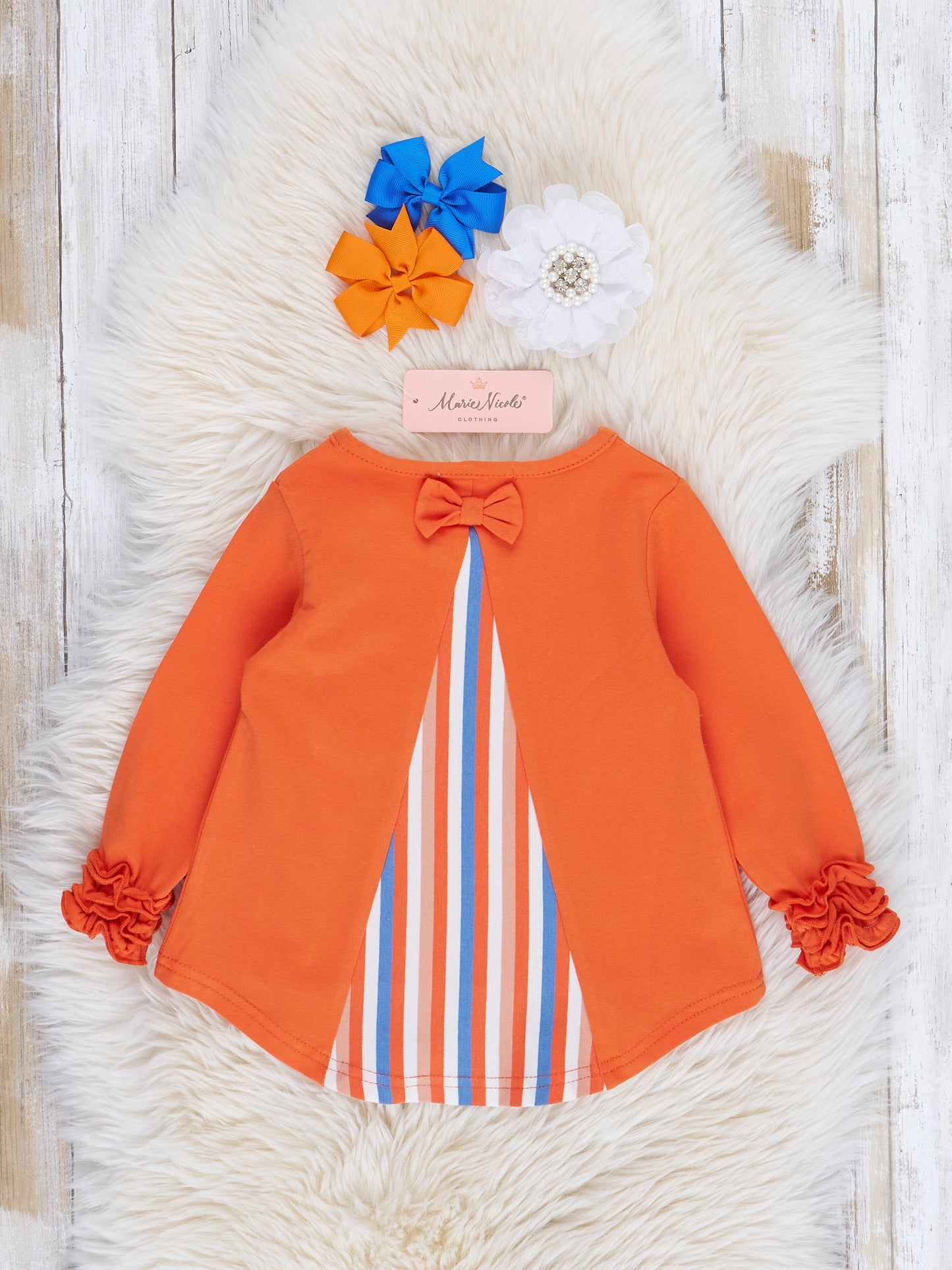 Striped Peek-a-Boo Swing Shirt in Orange