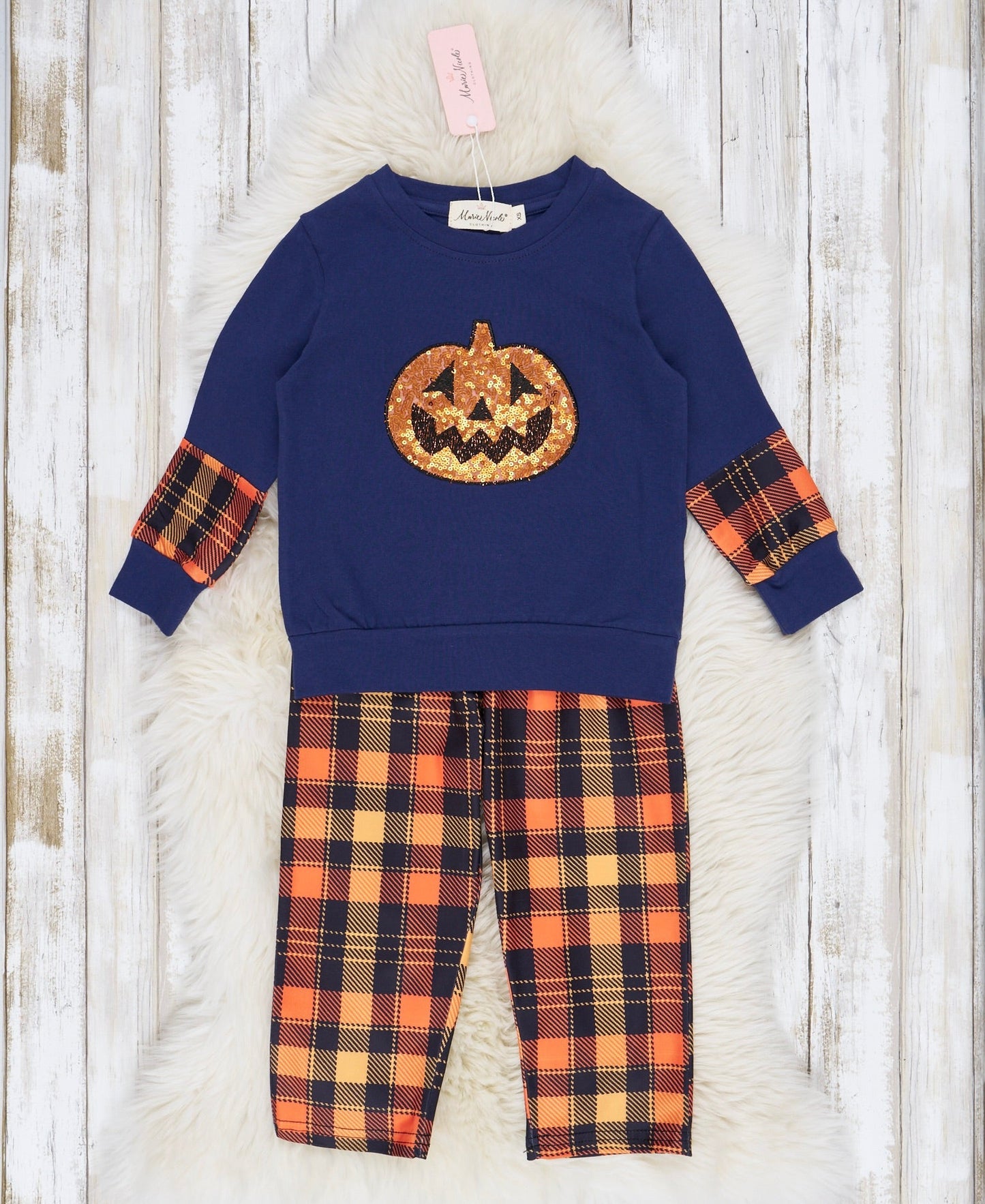 Embroidered Halloween Plaid Outfit