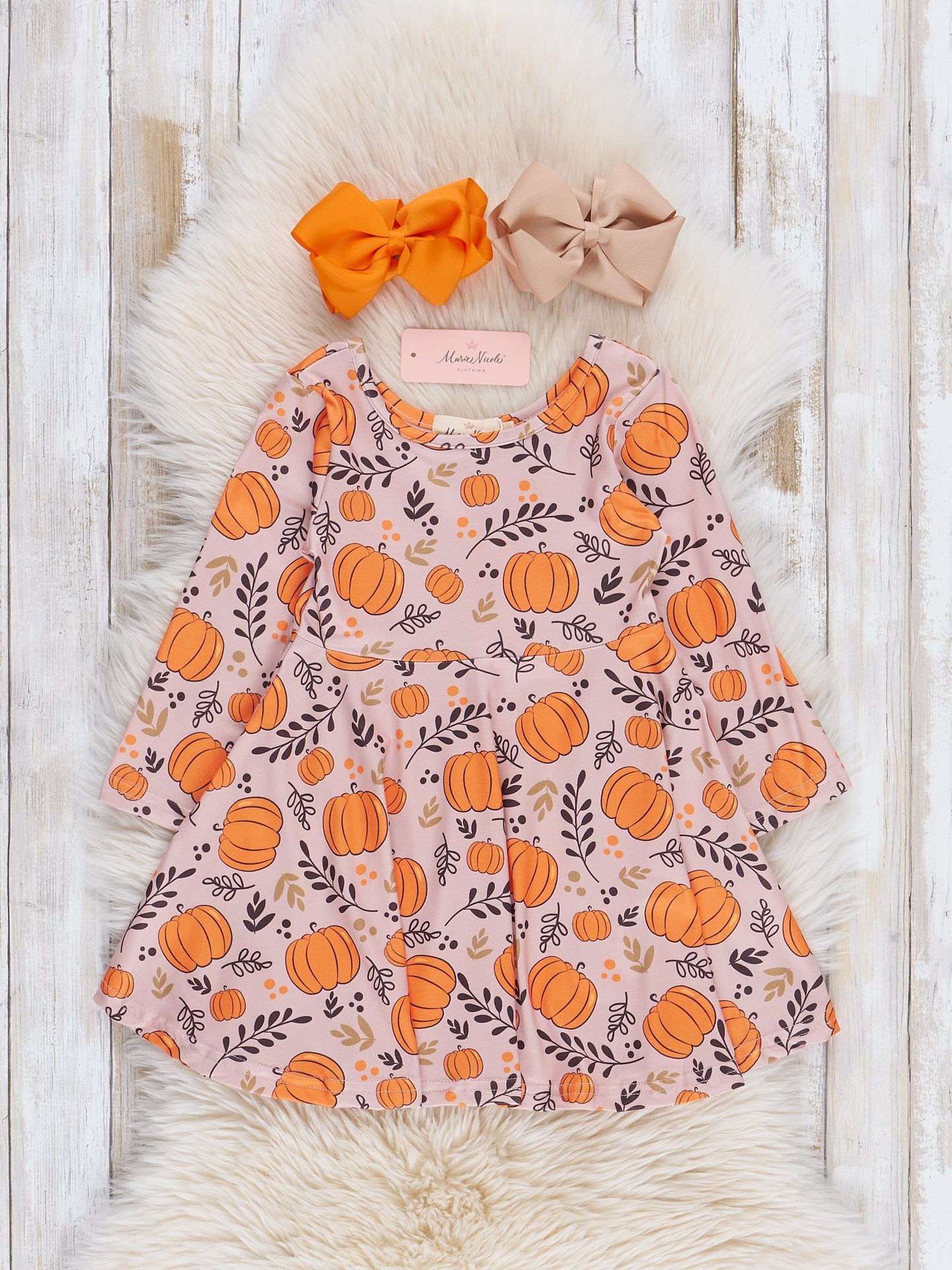 Whimsical Pumpkin and Leaves Swing Dress