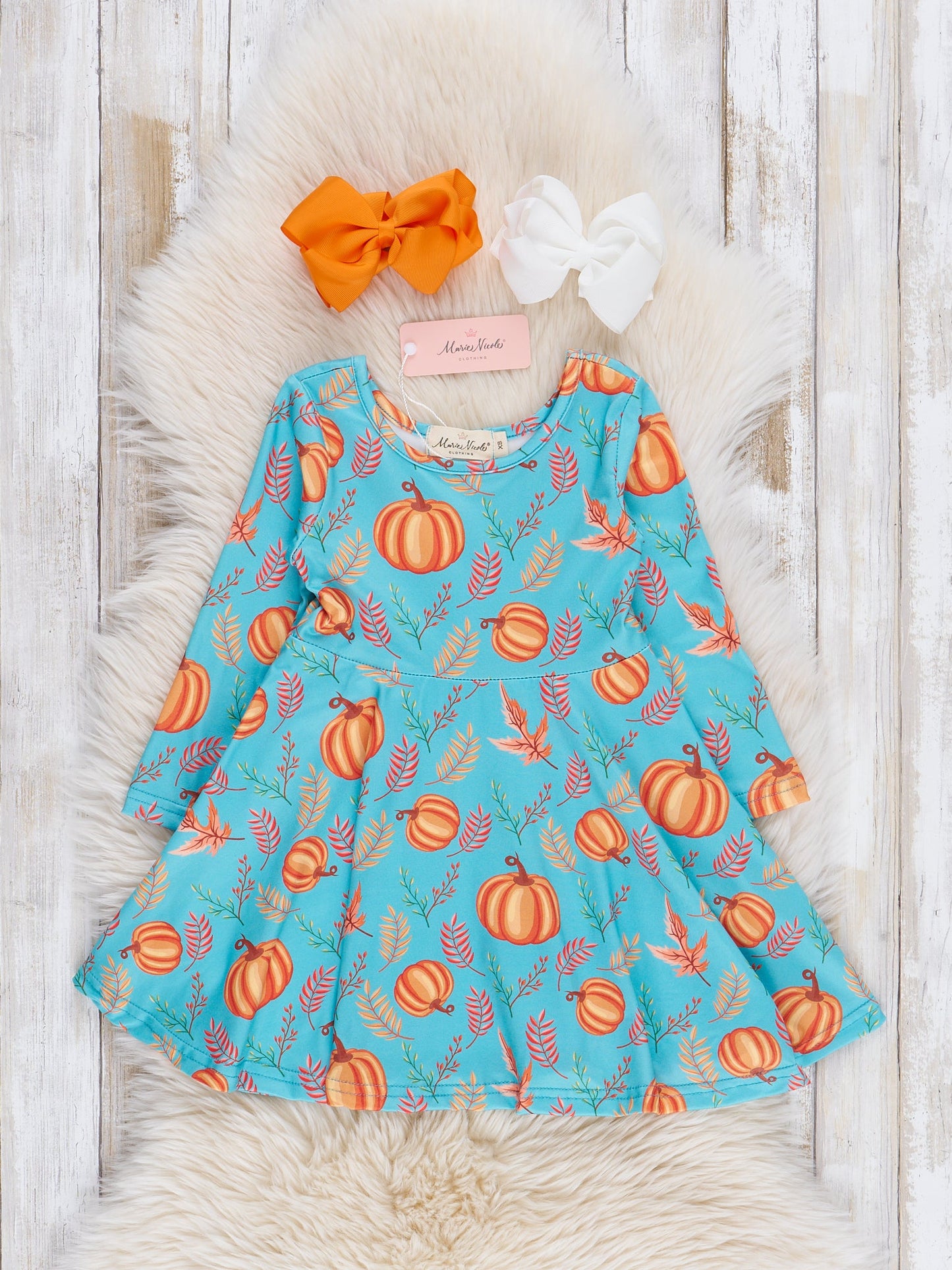 Whimsical Pumpkin and Leaves Swing Dress