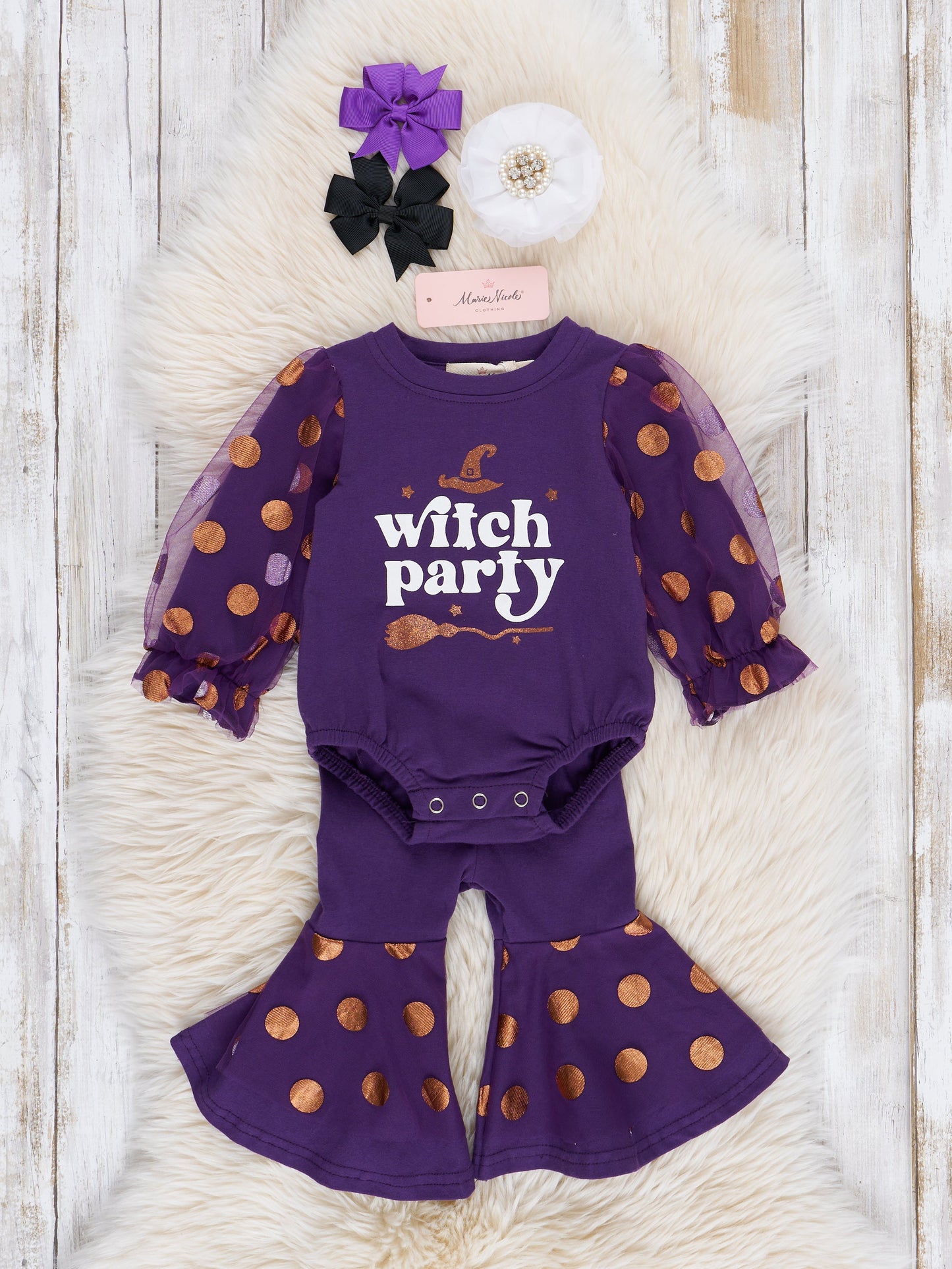Violet "Witch Party" Polka Dot Outfit
