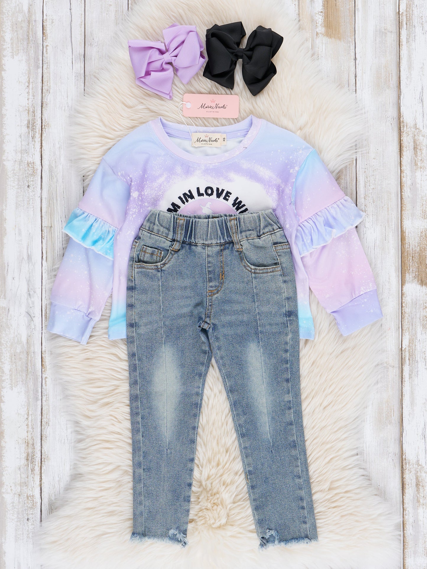 Purple Ombre Halloween Love Ruffle Outfit