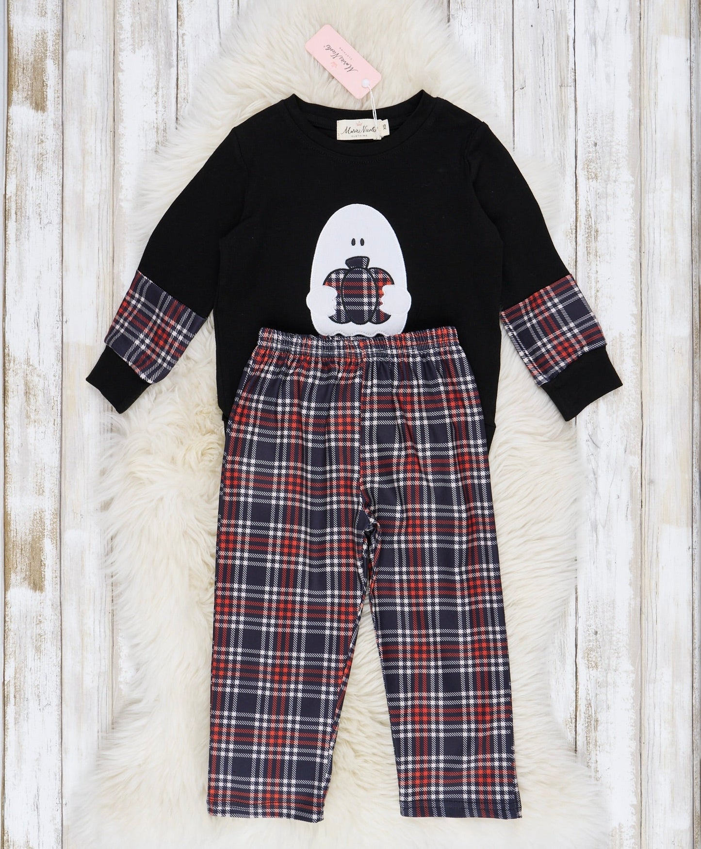 Embroidered Halloween Plaid Outfit