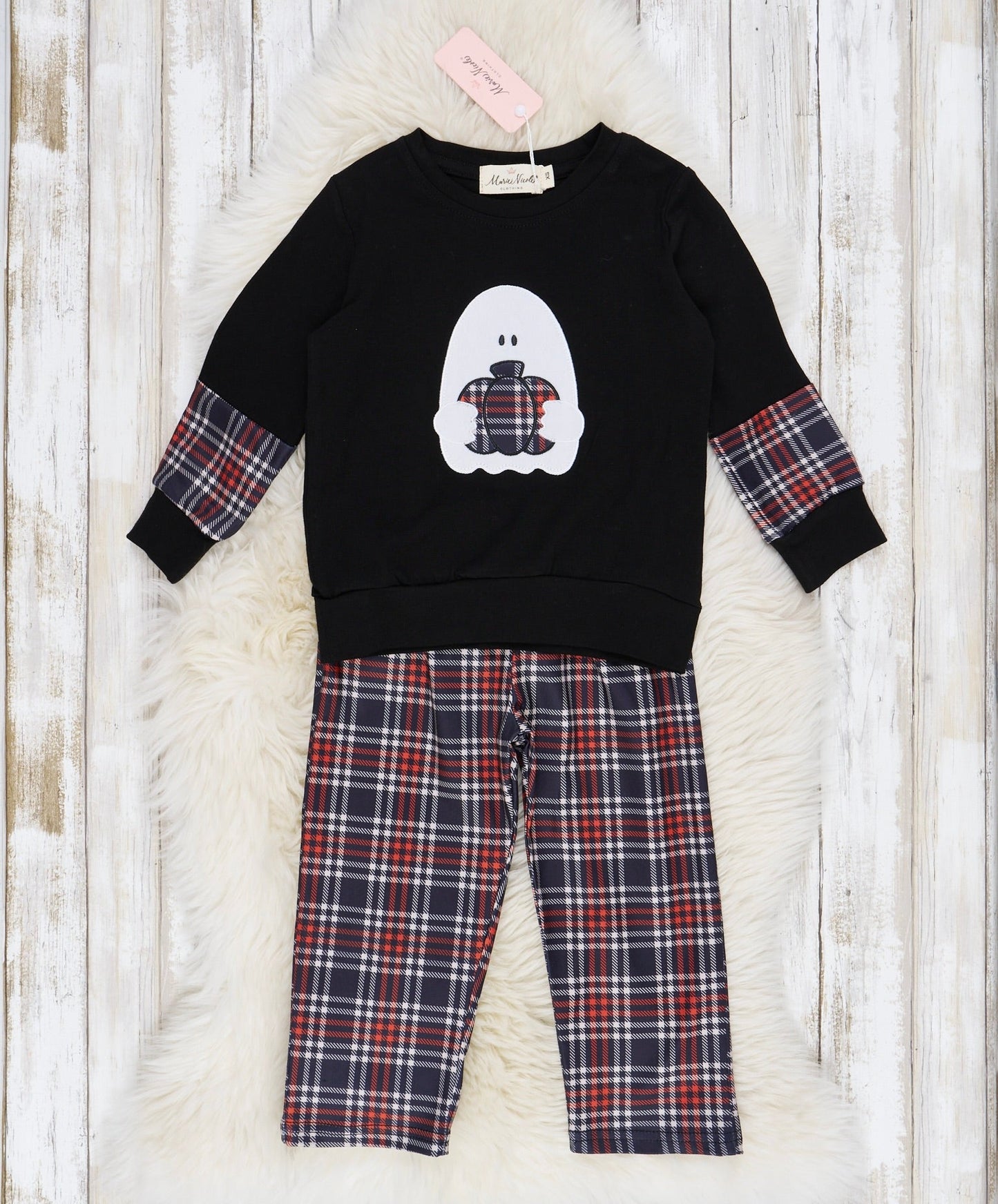 Embroidered Halloween Plaid Outfit
