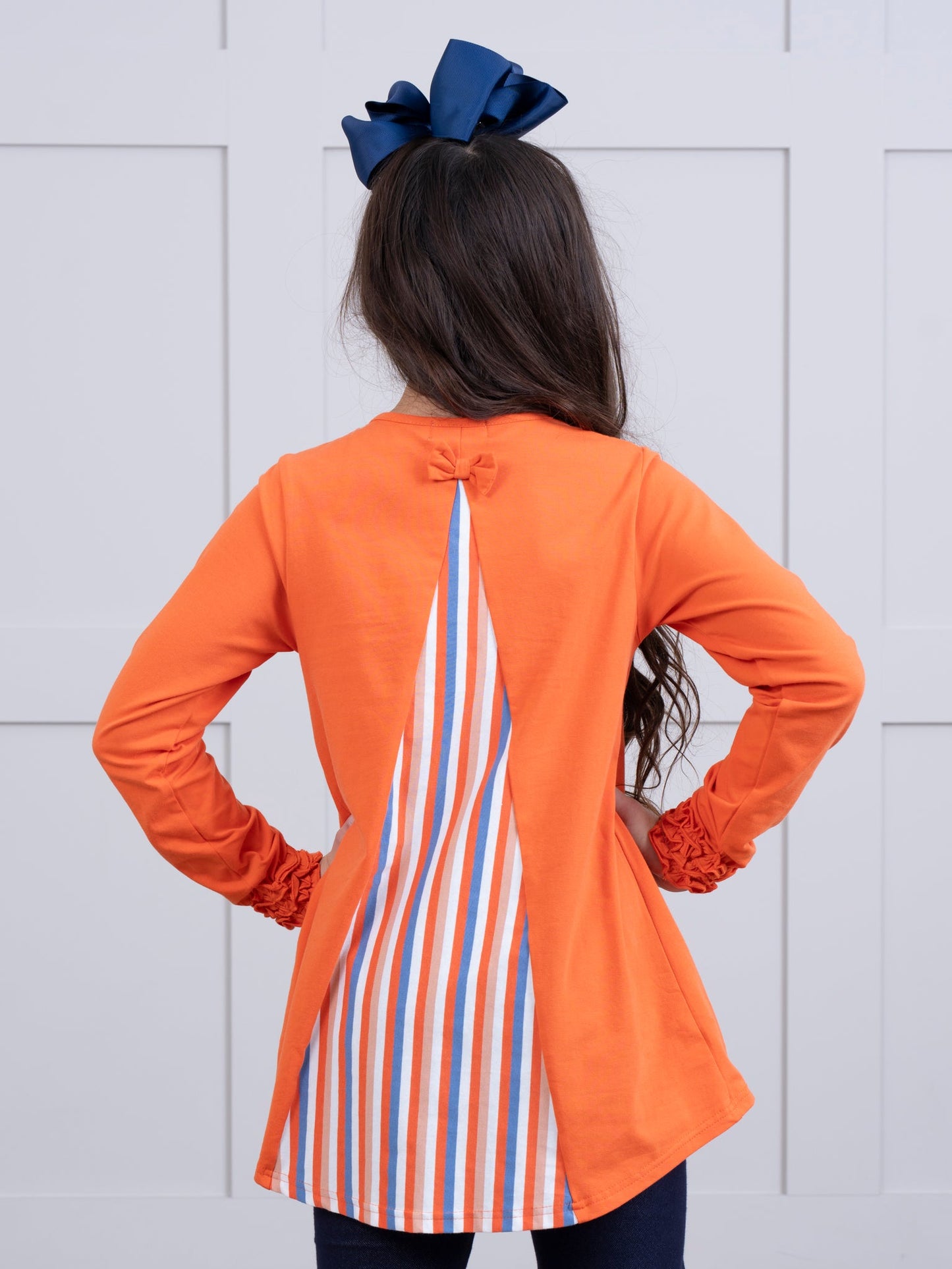Striped Peek-a-Boo Swing Shirt in Orange