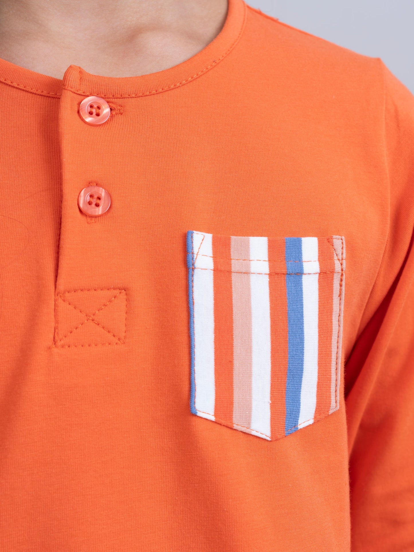 Striped Peek-a-Boo Swing Shirt in Orange